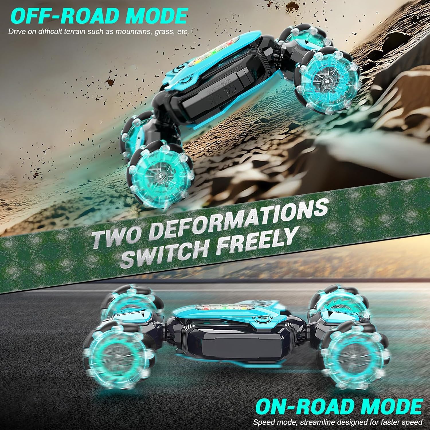 Gesture Sensing Remote Control Stunt Car - Boys Toys Age 6-8-12, 4WD Hand Controlled RC Twist Car with Light & Music, Cool Birthday Presents and Ideas Gifts for Kids Age 3 4 5 6 7 9 10 11 12 Years Old