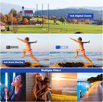 Digital Camera CCN 48MP 1080P FHD Photo Camera with 3.0 Inch Screen 16X Digital Zoom Portable Compact Camera with 32GB TF Card USB Cable for Teenagers Adults Beginners Black