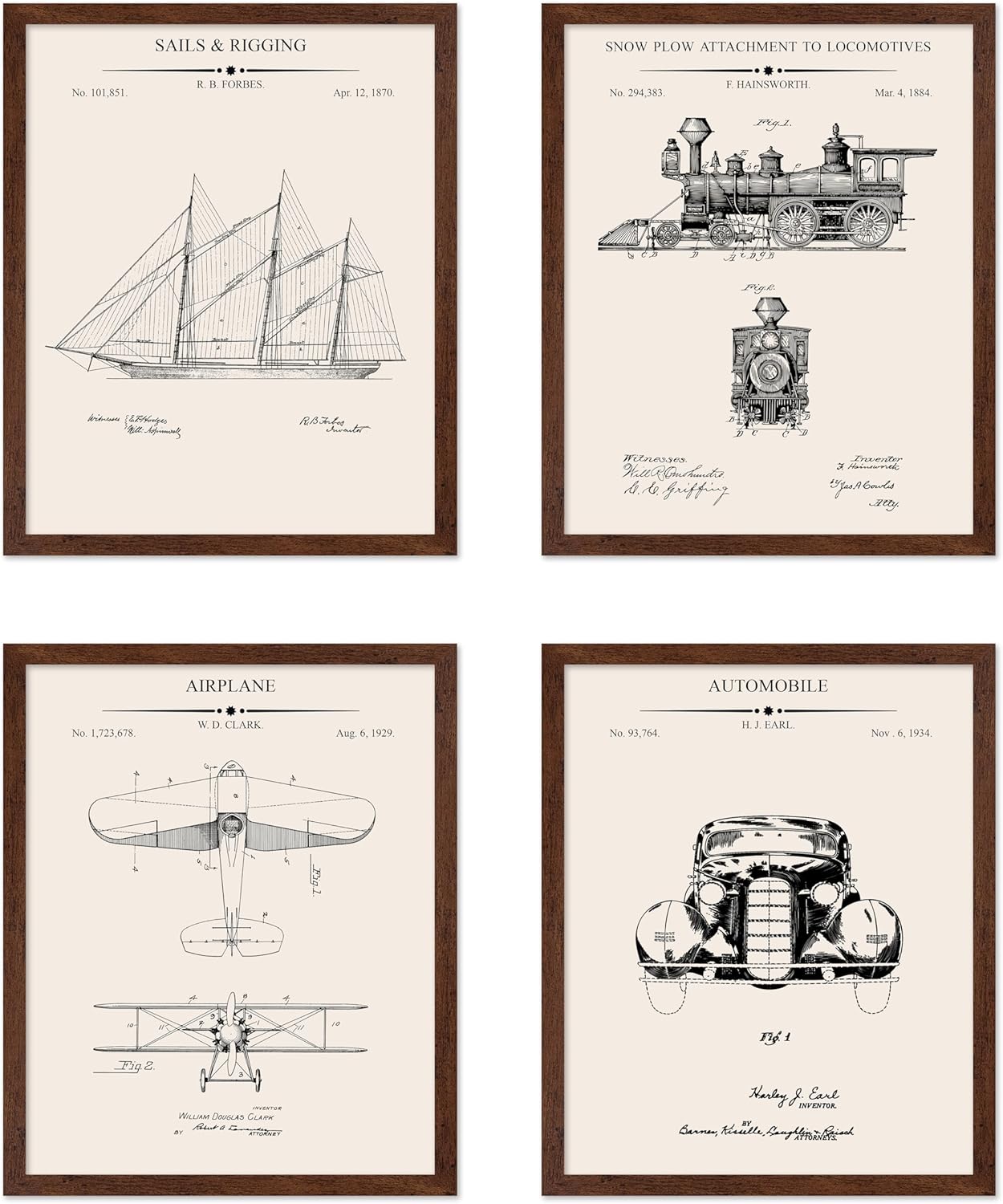 Monem Art 4-Piece Vintage Construction Blueprint Poster - Bulldozer Patent Print - Concrete Transporting Truck Art - Earth Moving Device Art - Office or Garage Wall Decor - 8x10 UNFRAMED Wall Art