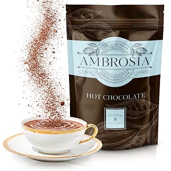 Ambrosia Classic Sipping Chocolate - Handcrafted with 100% Real European Cocoa - Our European Drinking Chocolate Makes Luxurious & Velvety Smooth Hot Coco (Classic, 8oz. Packet)