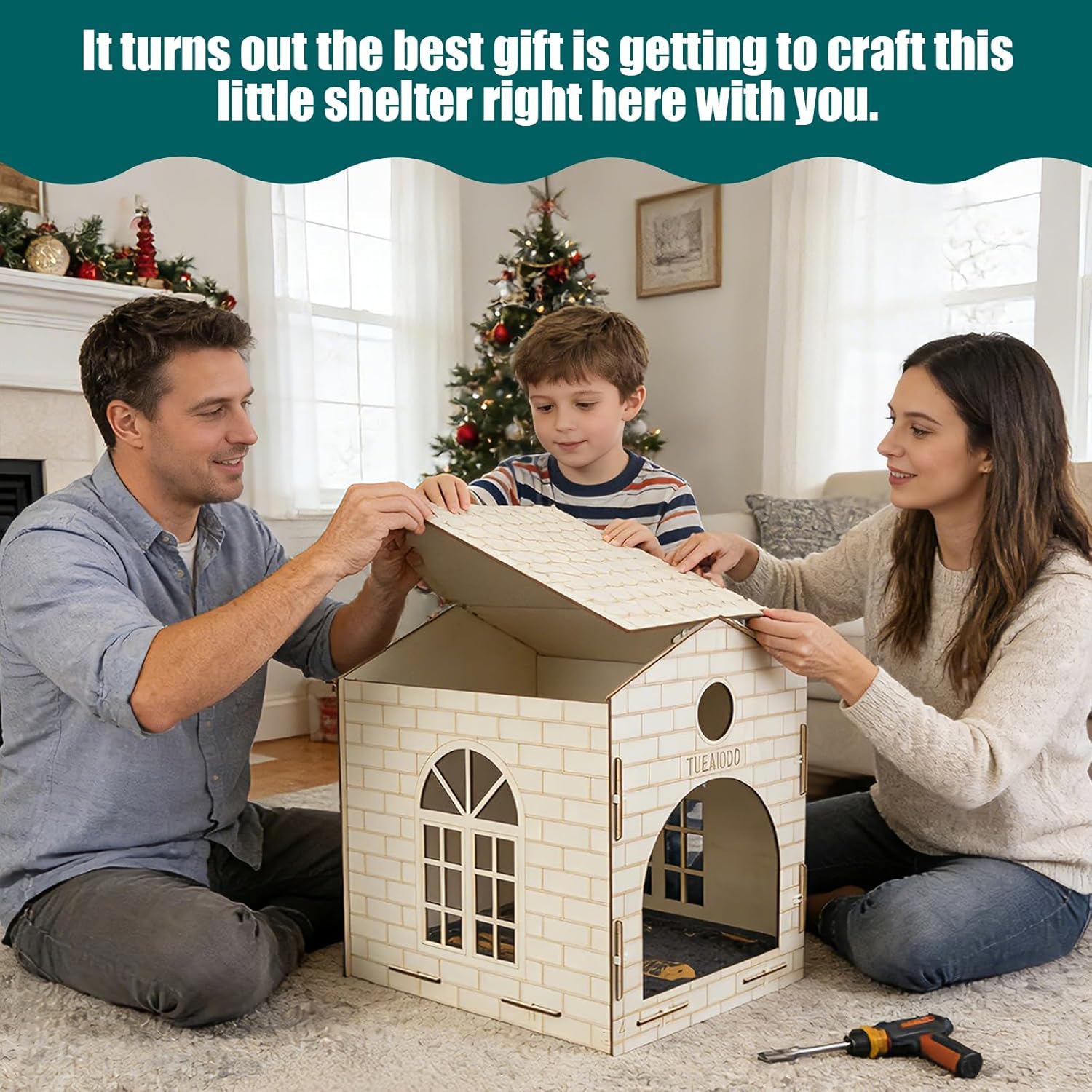 DIY Cat House Assembly cat Houses for Indoor Large Cat Cave Wood Cat Houses for Cats, Kittens, Small Dogs Cat Hideaway