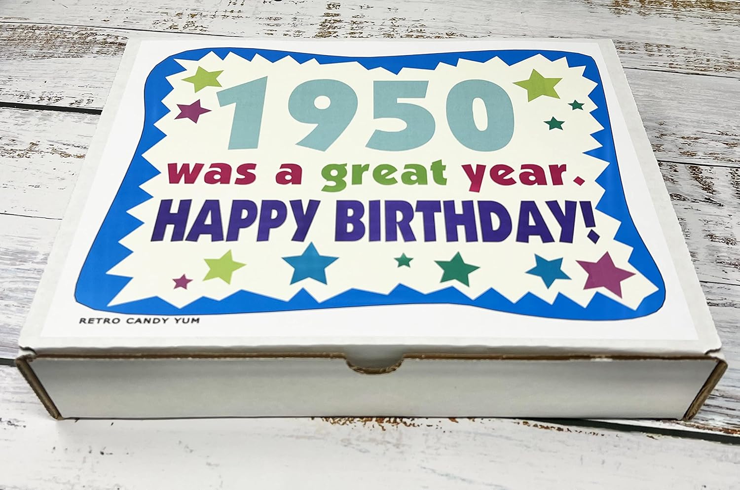 RETRO CANDY YUM ~ 1950 76th Birthday Gift Basket Box of Nostalgic Retro 50s Candy from Childhood for 76 Years Old Man or Woman Born 1950