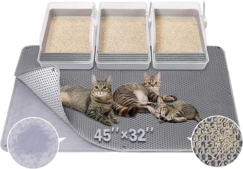 BurgeonNest 45"x32" Extra Large Cat Litter Mat, Honeycomb Double Layer