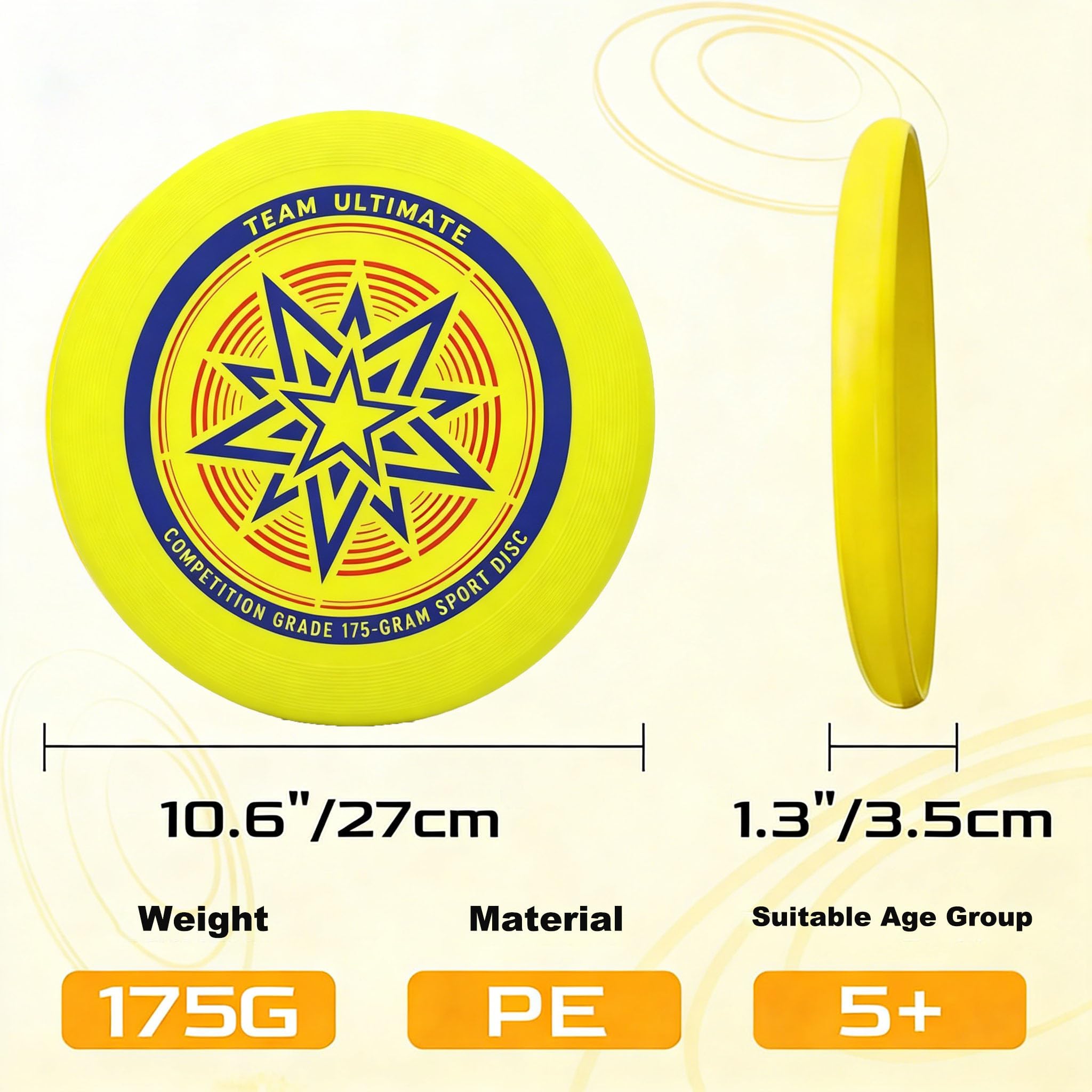 Frisbee Ultime 175g, Frisbee Sportif, Frisbee de Compétition, Frisbee Professionnel, Disque de Lancer Professionnel, adapté aux Joueurs Professionnels et Occasionnels