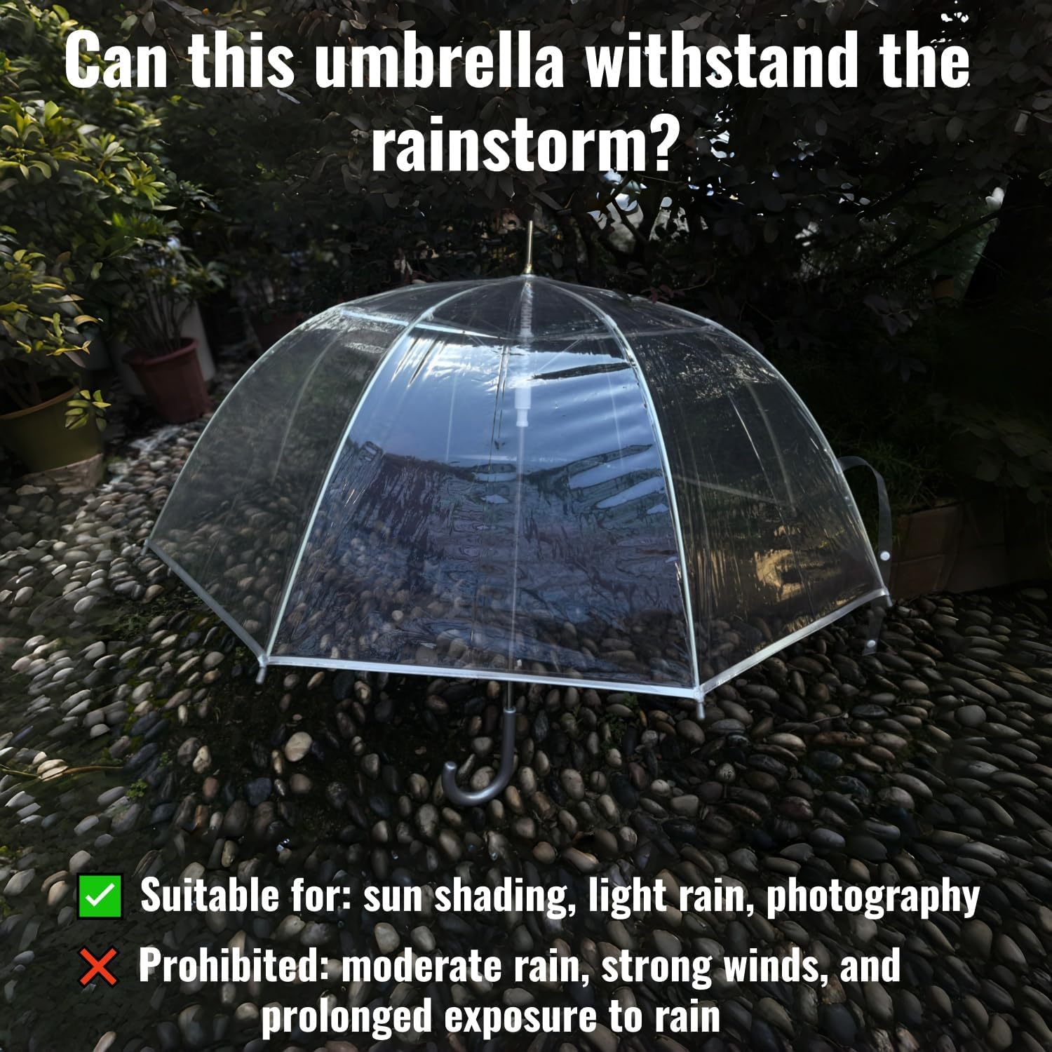 Wedding Clear Bubble Umbrella Bulk 47 Inch Large Dome Rainproof Stick Umbrellas for Weddings Prom Graduation Outdoor Events
