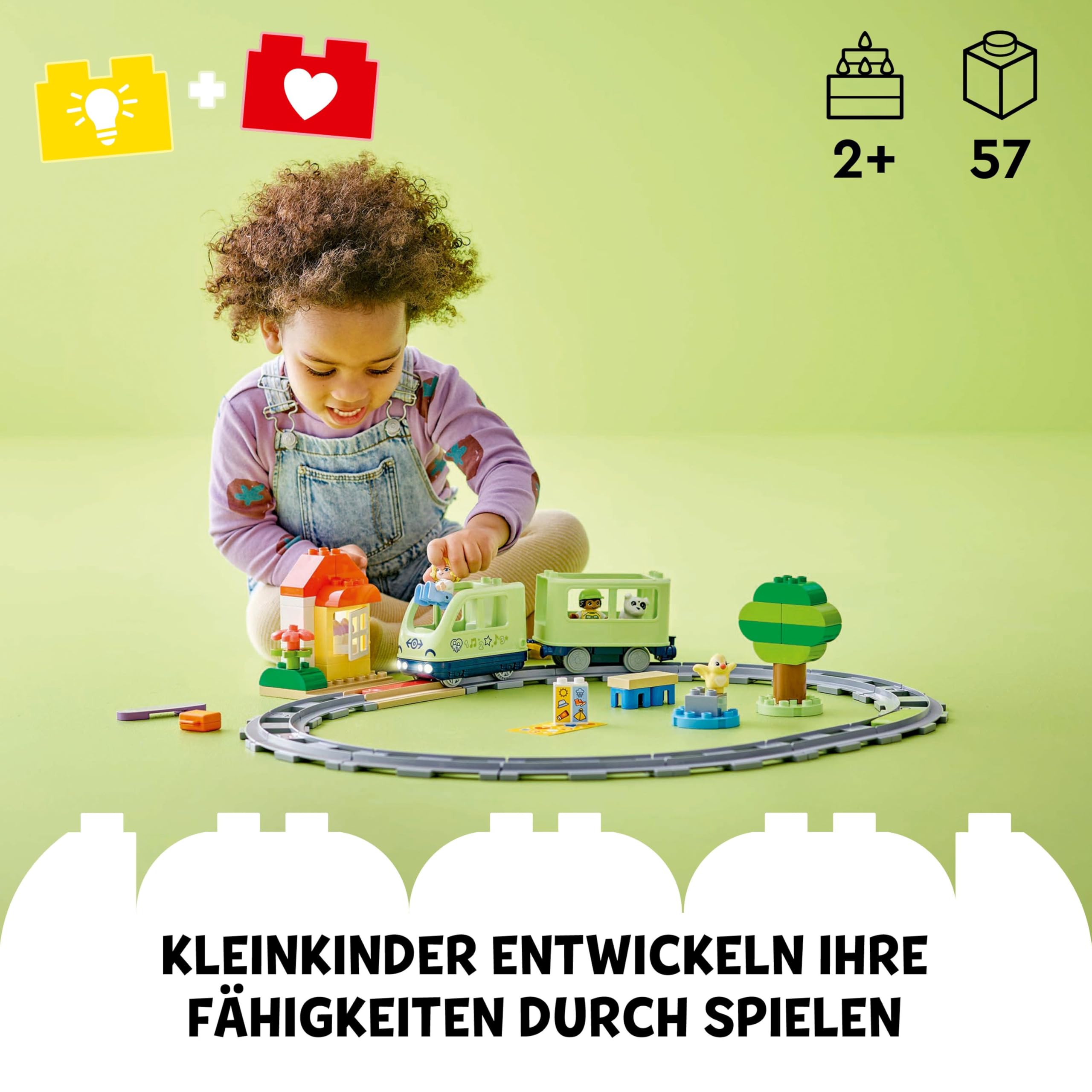 LEGO DUPLO Interaktive Abenteuer-Eisenbahn - Lernspielzeug für Kleinkinder ab 2 Jahren – 14 Gleisstücke, Aktionssteine mit Geräuschen und 4 Spielfiguren – Geschenkidee für Jungen & Mädchen - 10427