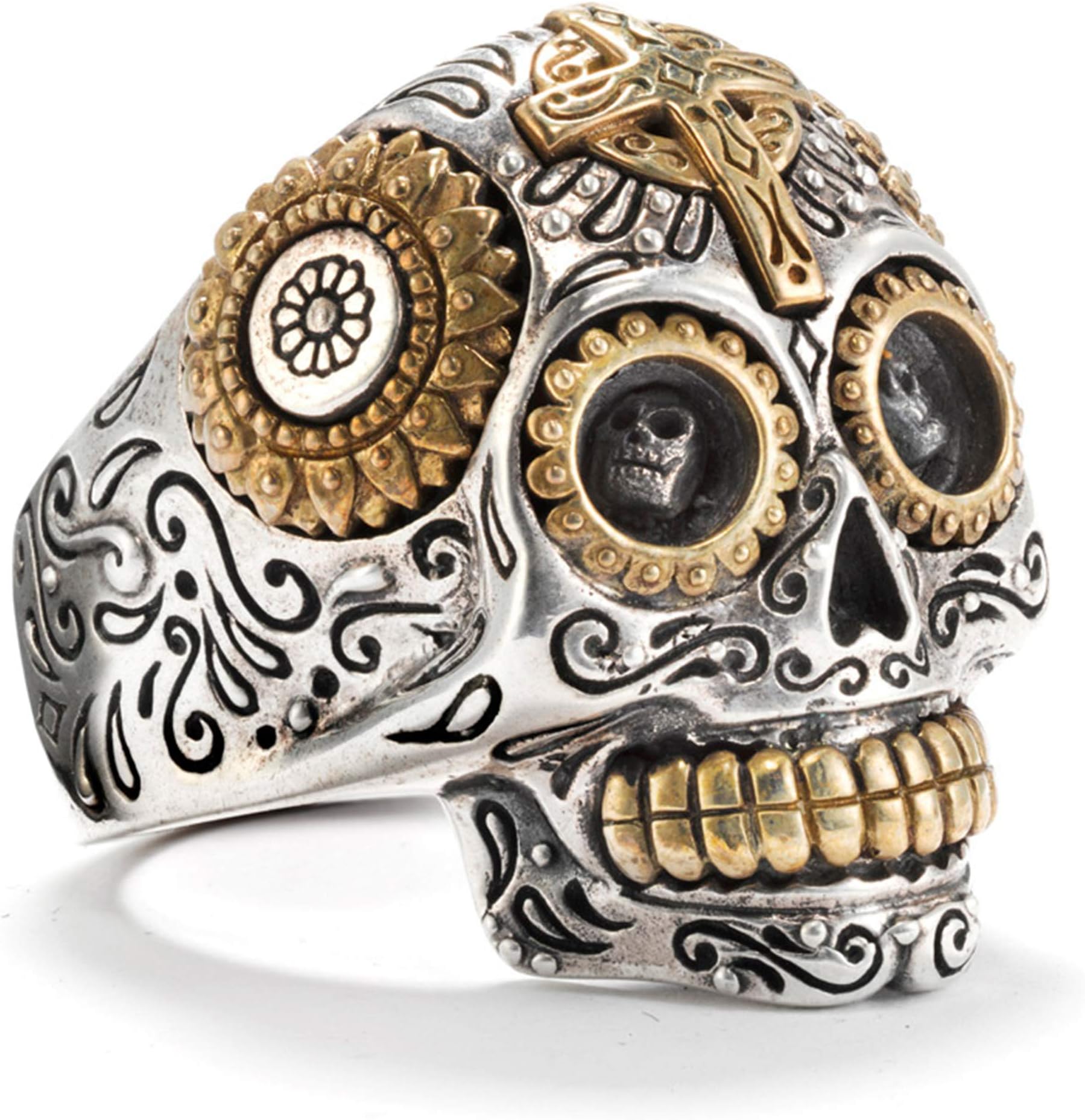 Men's Calavera Sugar Skull Ring in 925 Sterling Silver (US 9.0) by Silver Phantom Jewelry