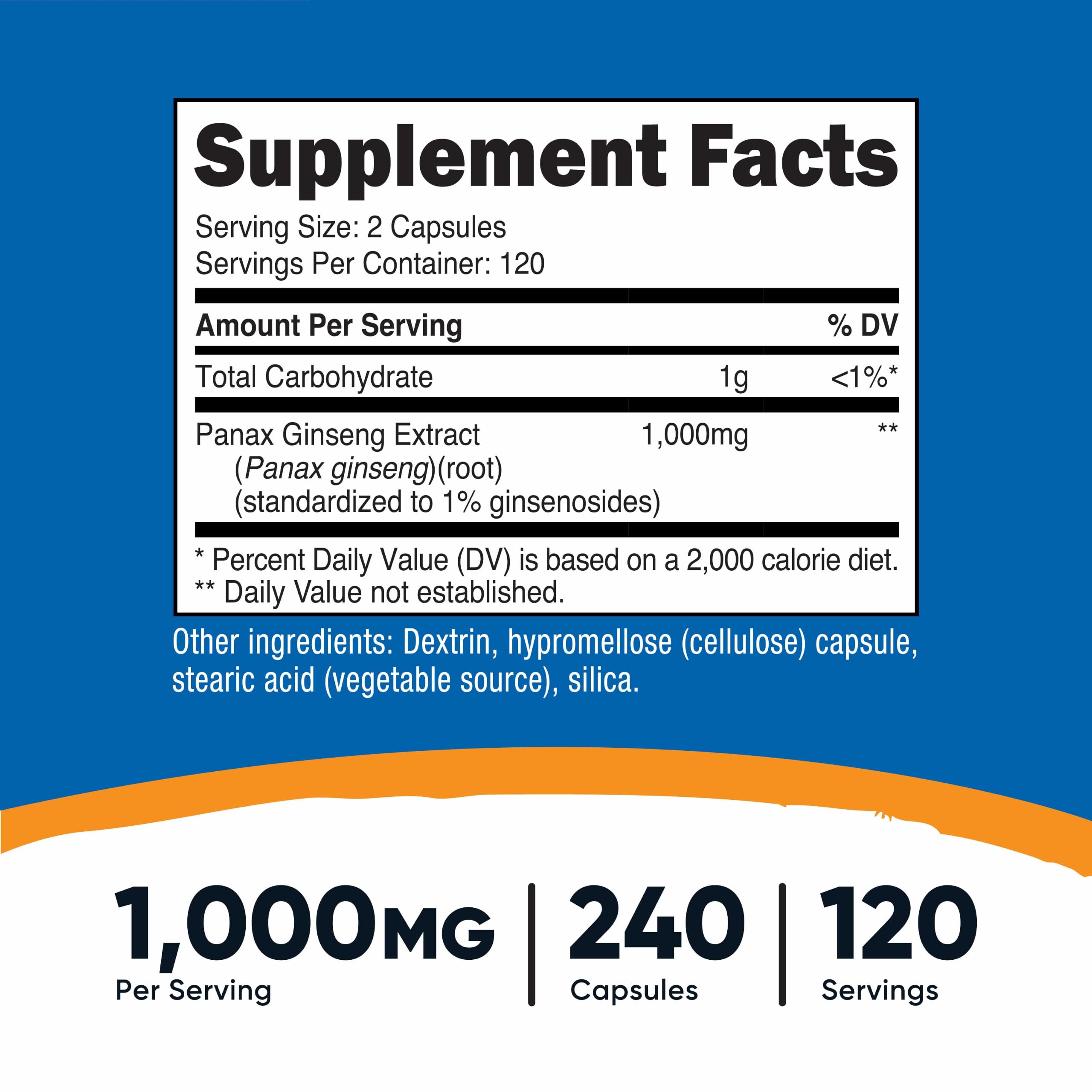 Nutricost Panax Ginseng 1000mg, 240 Capsules, 120 Servings, Gluten Free — Amazon image 2