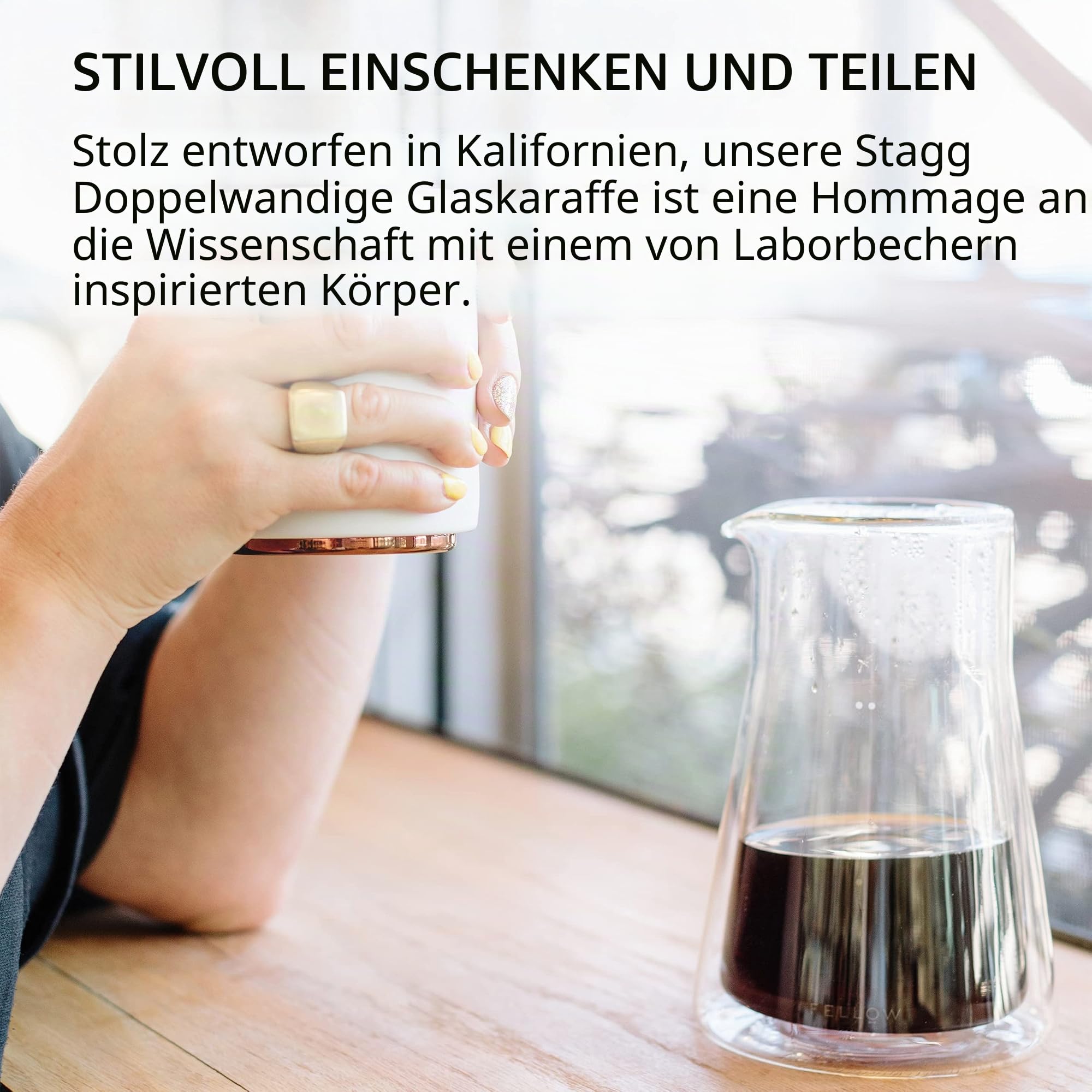 Fellow Doppelwandige Glaskanne, Pour Over Kaffeekanne Karaffe, 600 ml