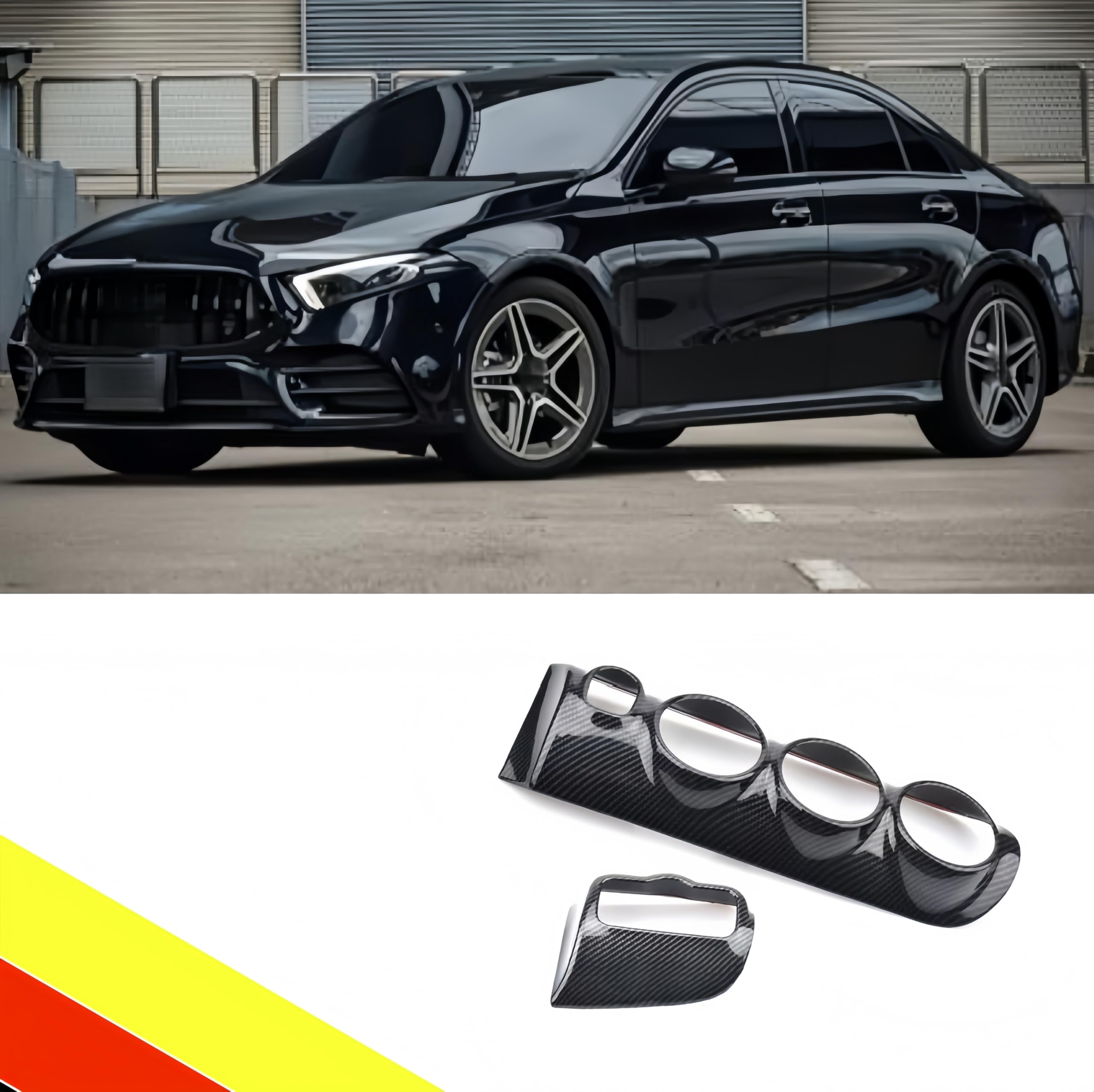 POETRYXIAO Panneau de ventilation de tableau de bord de commande centrale pour Mercedes Classe A CLA W177 V177 C118 X118 2019-2024 (fibre de carbone)