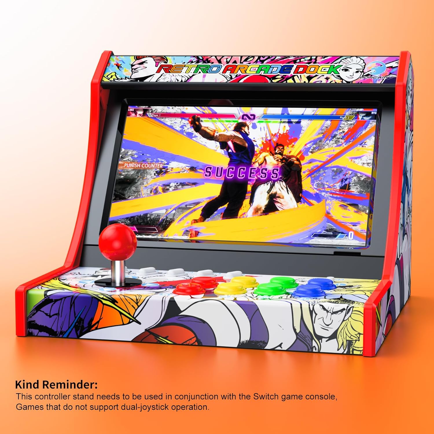 Switch Arcade Stick for Nintendo Switch/OLED/Switch 2,Retro Arcade Machines for Home and Arcade Gaming Cabinet Stand for Street Fighter and The King of Fighters(Screen Not Included)