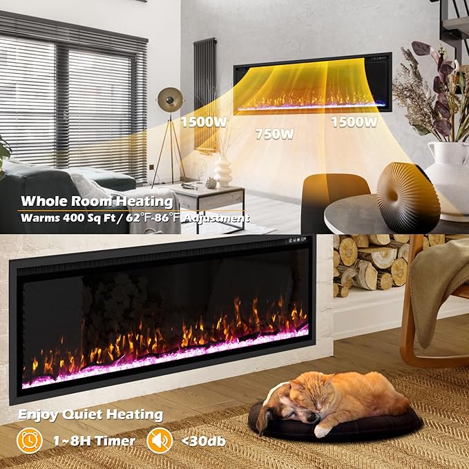 Chimenea Eléctrica BREEZEHEAT 60 Pulgadas 1500W miniatura 8