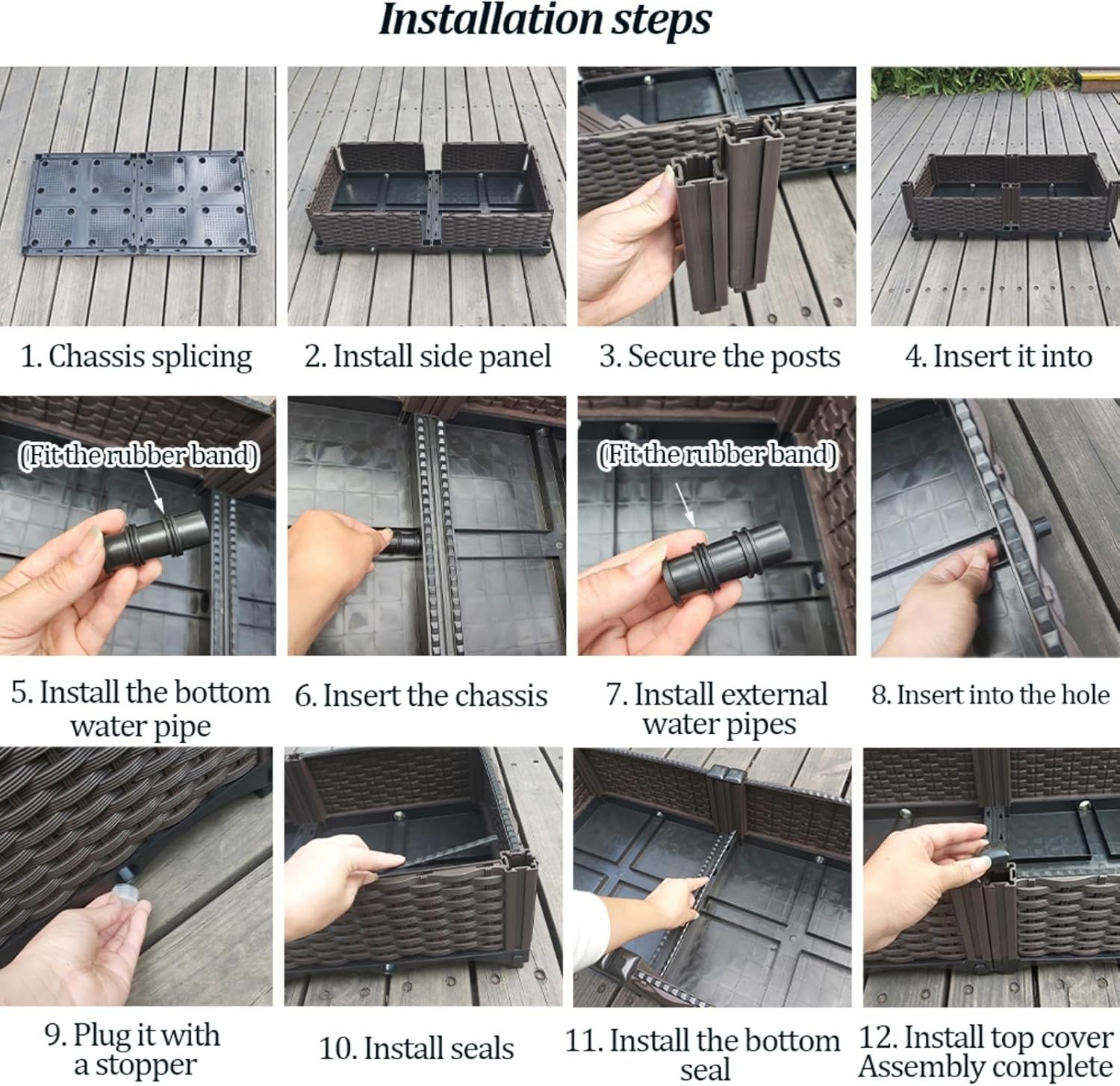 Raised Garden Bed, All-Weather Planter Container, Elevated Planter Box, Large Outdoor Rectangle Planters for Patio, Deck, Backyard, Balcony, Porch (White)(1-Tier)