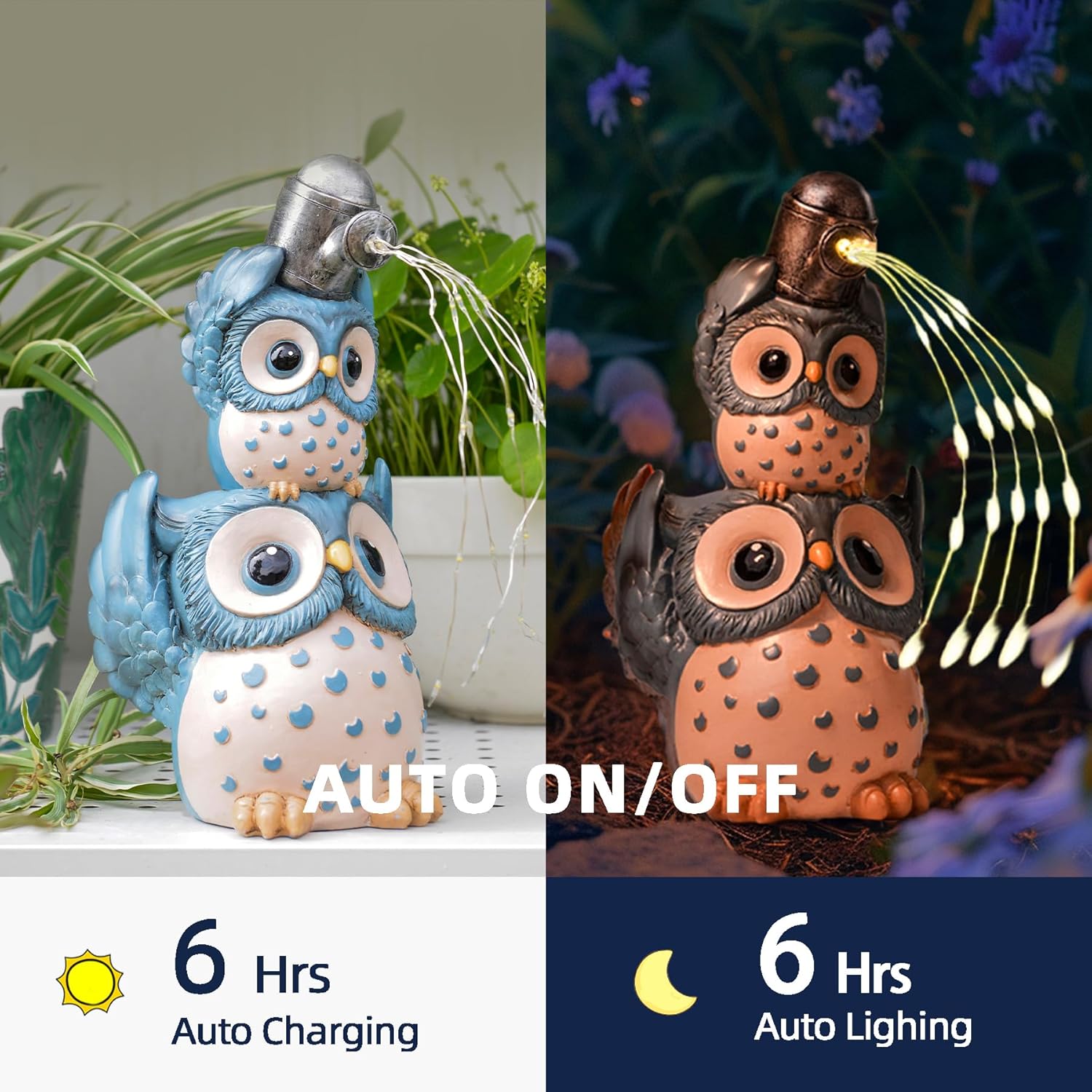 Solar Garden Statues Outdoor Decor, Watering Owl Statue Garden Decor, Resin Yard Decorations Outdoor for Patio, Porch, Balcony, Lawn Ornaments, House Warming Birthday Gifts for Mom Women Grandma - Image 5