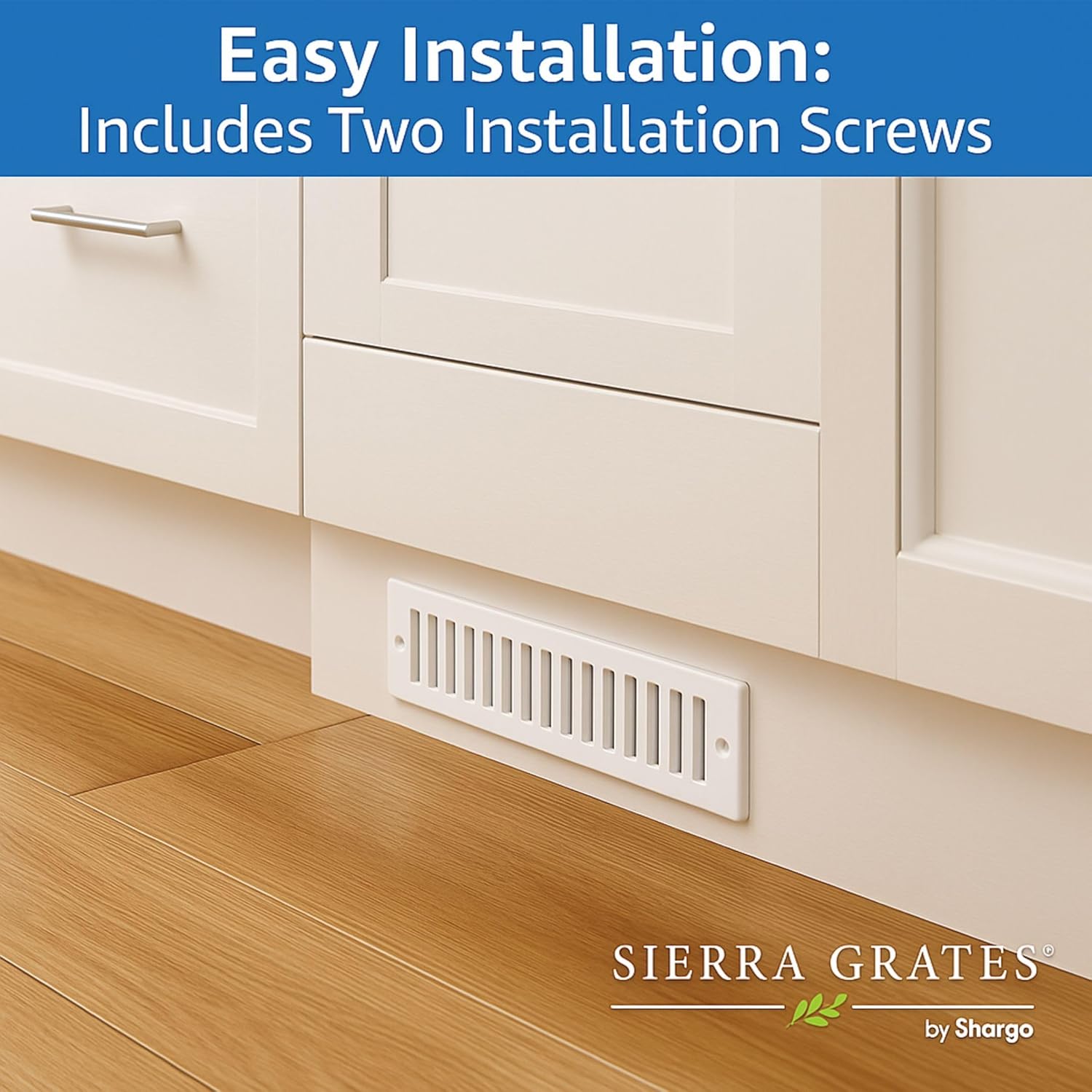 Toe Kick Vent Cover 2" x 12" Duct Opening, White Cabinet Toe Kick Register Grille, Steel Air Vent Grate for Kitchen Cabinets HVAC Ventilation