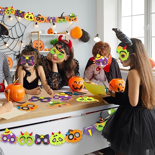 Miniatura 5 de Qyeahkj Paquete de 16 máscaras de fieltro de monstruo de Halloween para niños, manualidades de espuma de monstruo para niños de 3 a 5, 4 a 8, 8 a 10