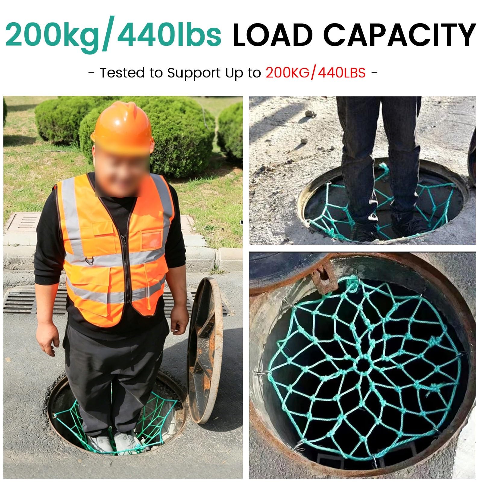 JYHHCYS Anticaídas Red Protección Alcantarilla para Obras De Construcción | Red para Tapa de Alcantarilla Multiusos, Polietileno, con Ganchos Metálicos, Circular(Set of 6,Dia 78cm/30.7in)