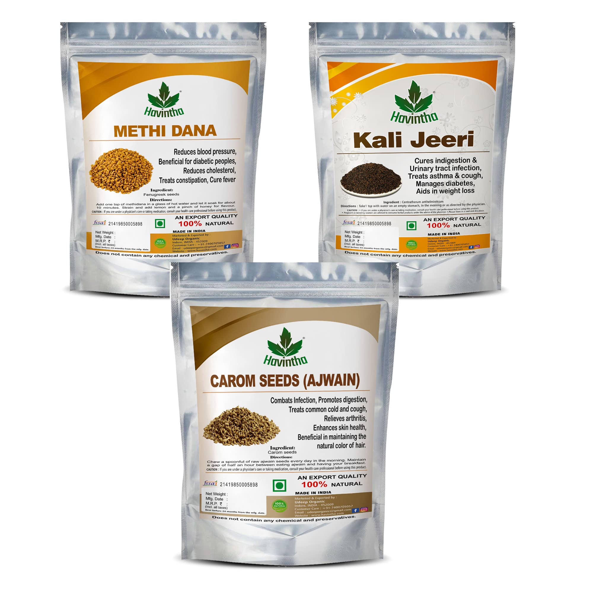 Havintha Kali Jeeri, Methi, Ajwain Raw Seeds | Help in Weight Loss and Controls Sugar Level - Each 100 gm (Combo Pack) (B09DQ5FJQR) Amazon Price History, Amazon Price Tracker