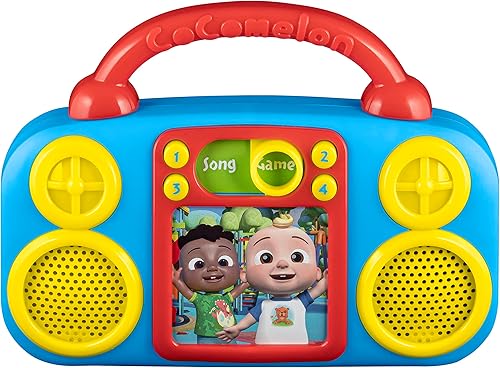 eKids Cocomelon - Reproductor de música de juguete incluye baile congelado, juguete musical para niños pequeños con rimas integradas para los