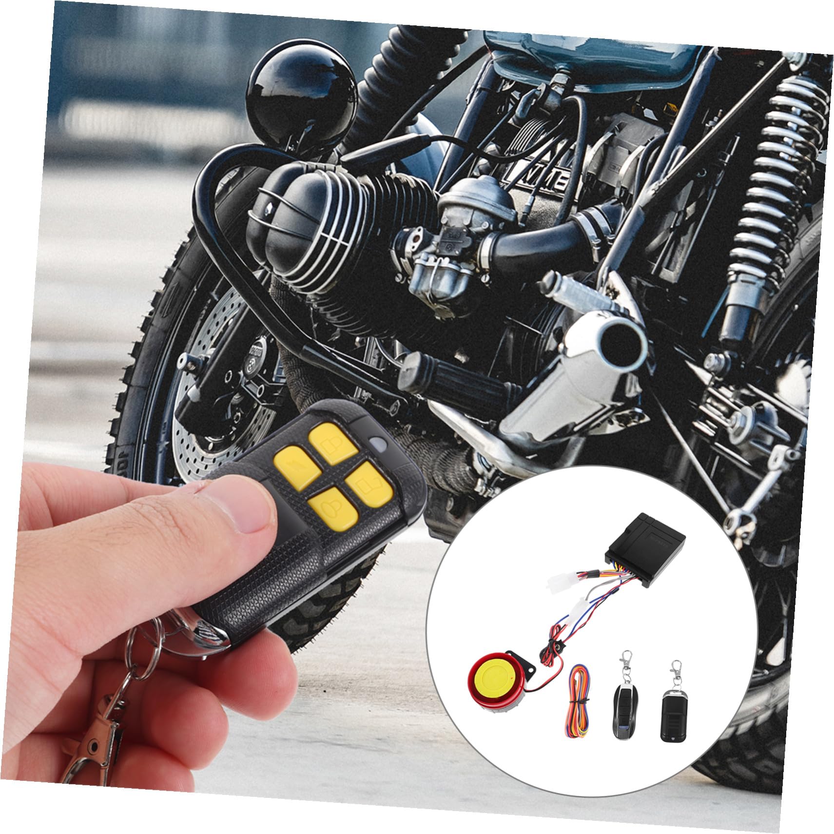 Kit Completo di Allarme Antifurto per Moto con Avviamento Remoto Telecomandi Inclusi Rilevamento Vibrazione e Blocco Remoto per Protezione Ottimale