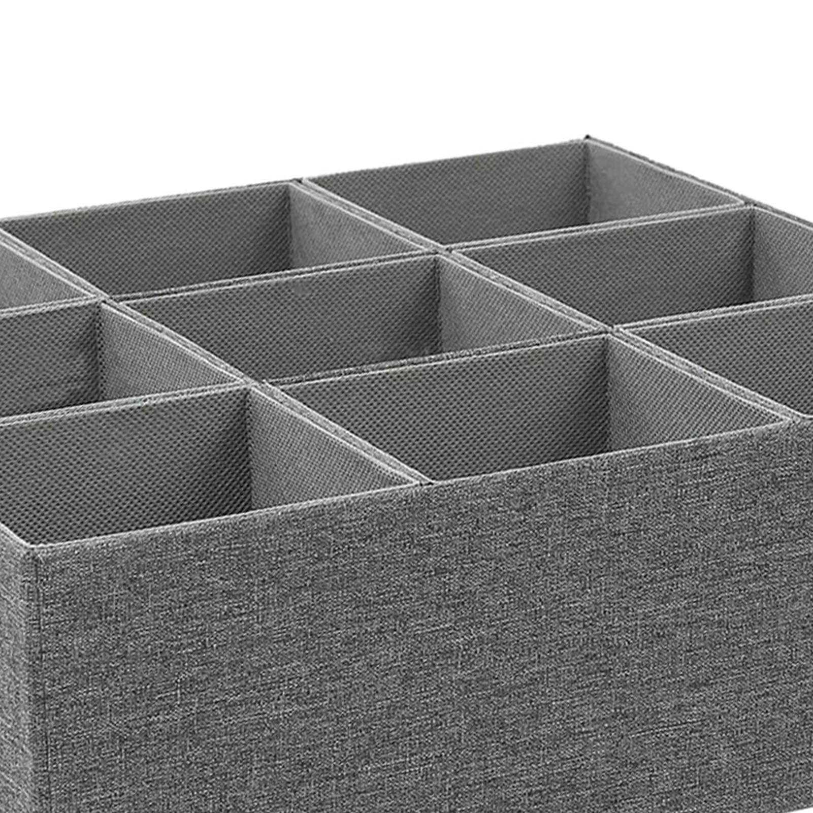 Organizador de cajones de 9 secciones |Caja de almacenamiento de lino para calcetines/corbatas
