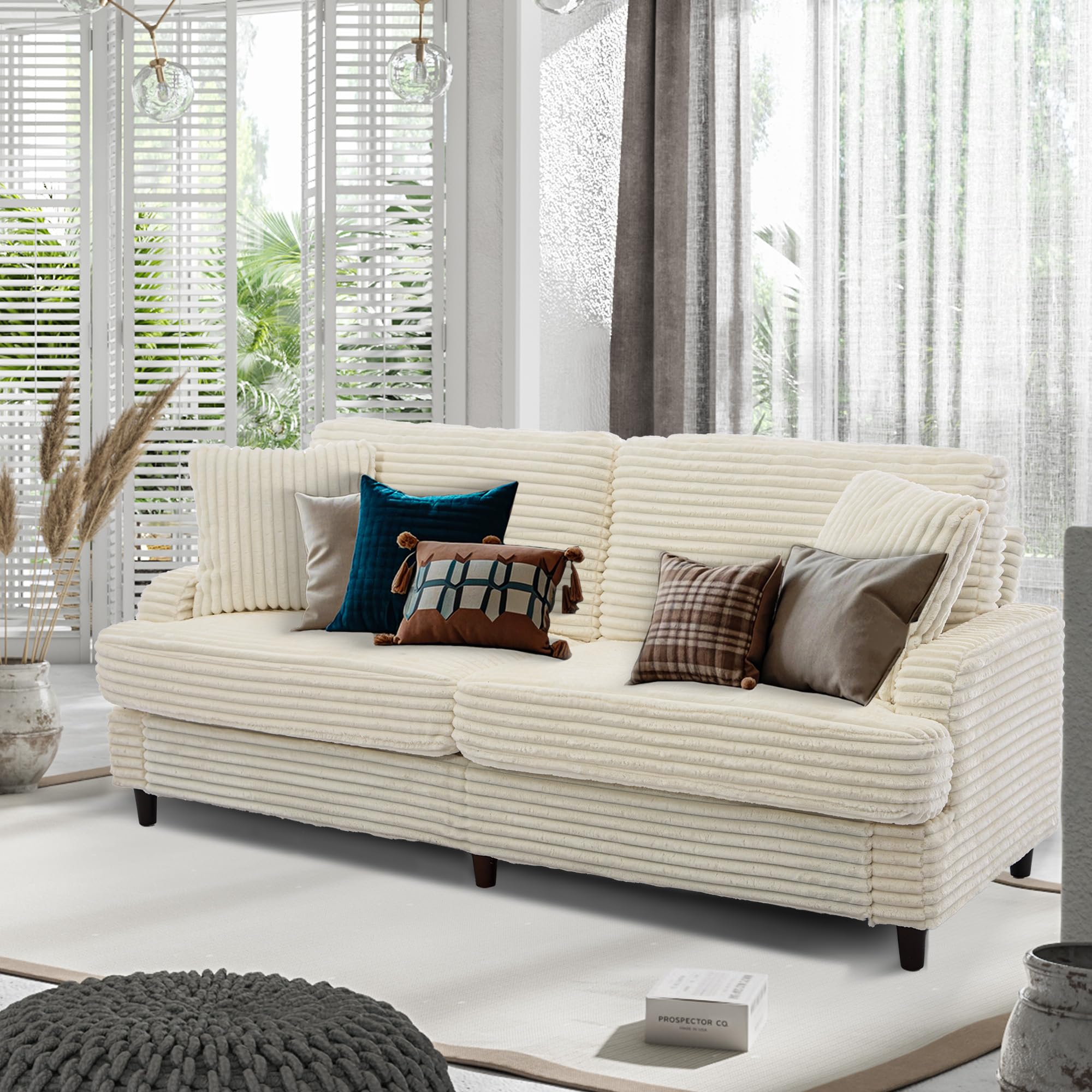 Ribilake 80 inch Corduroy Sofa in Beige