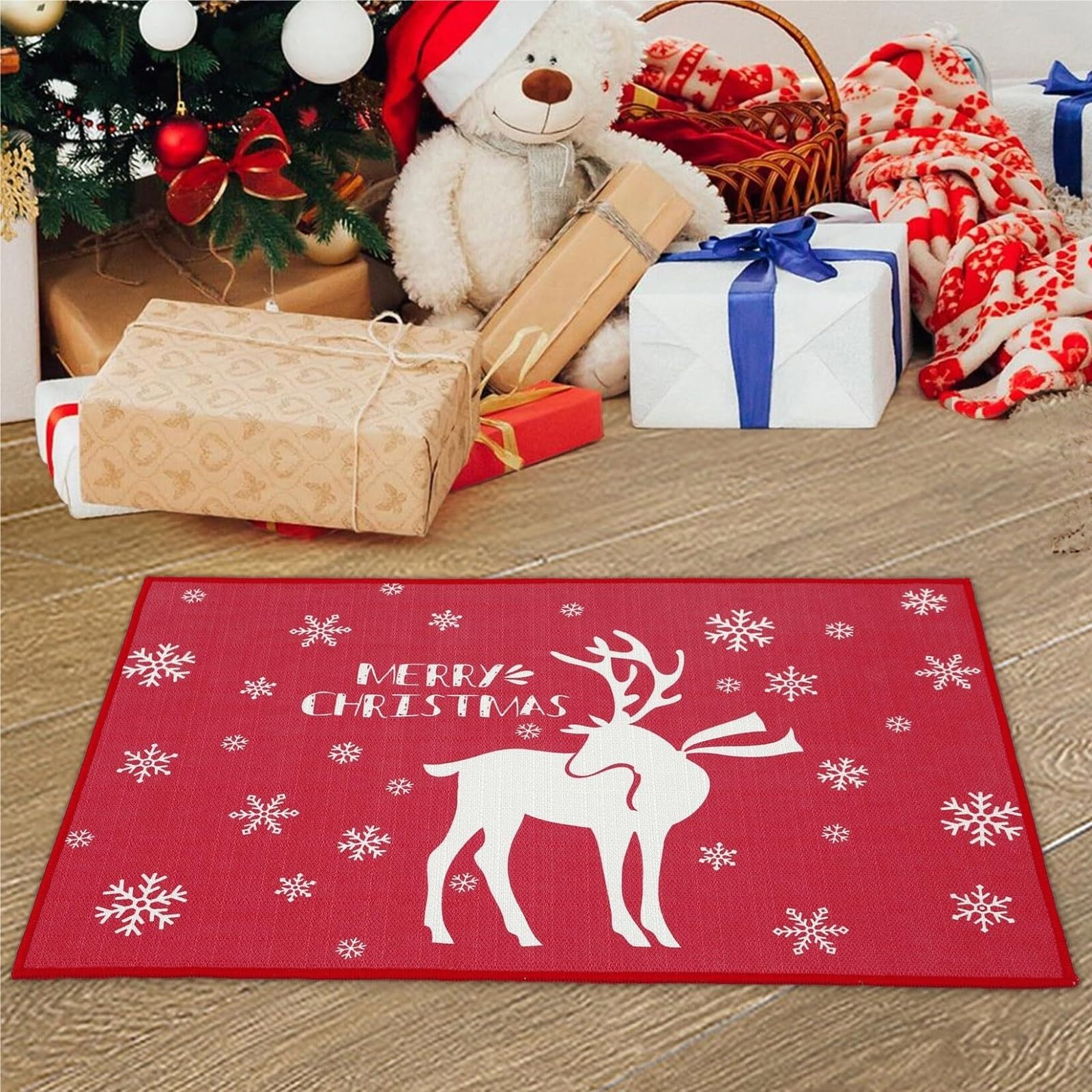 Zerbino Tappetino di Benvenuto for Porta D'ingresso Natalizia, Decorativo for Ingresso Interno Ed Esterno per L'Ingresso(60x90cm)