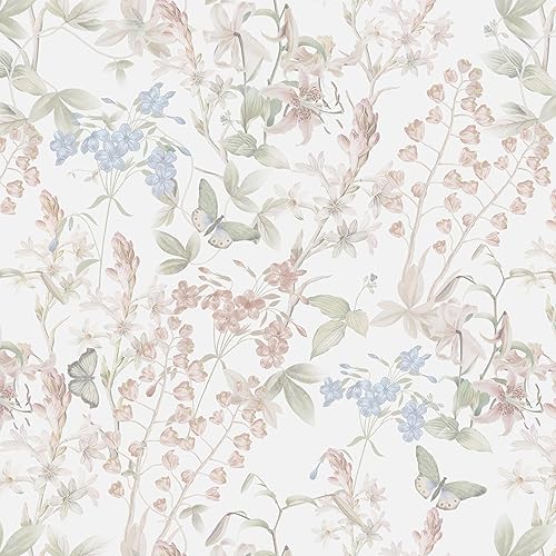 Dimoon 78.7"x17.3" Floral Wallpaper Pink Peel and Stick Wallpaper White