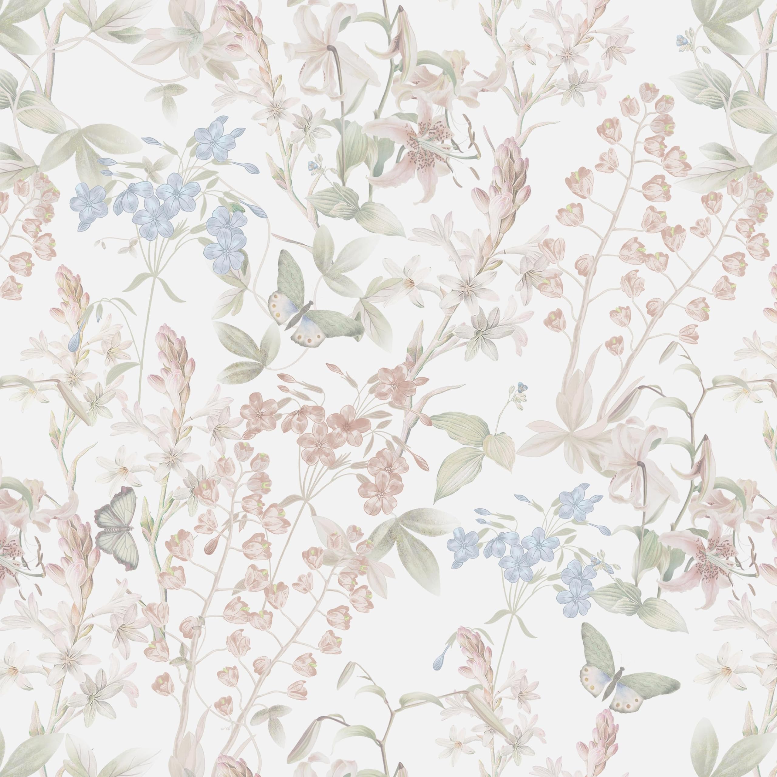 Papier peint floral blanc Dimoon 200x43,9 cm rouleau adhesif repositionnable rose