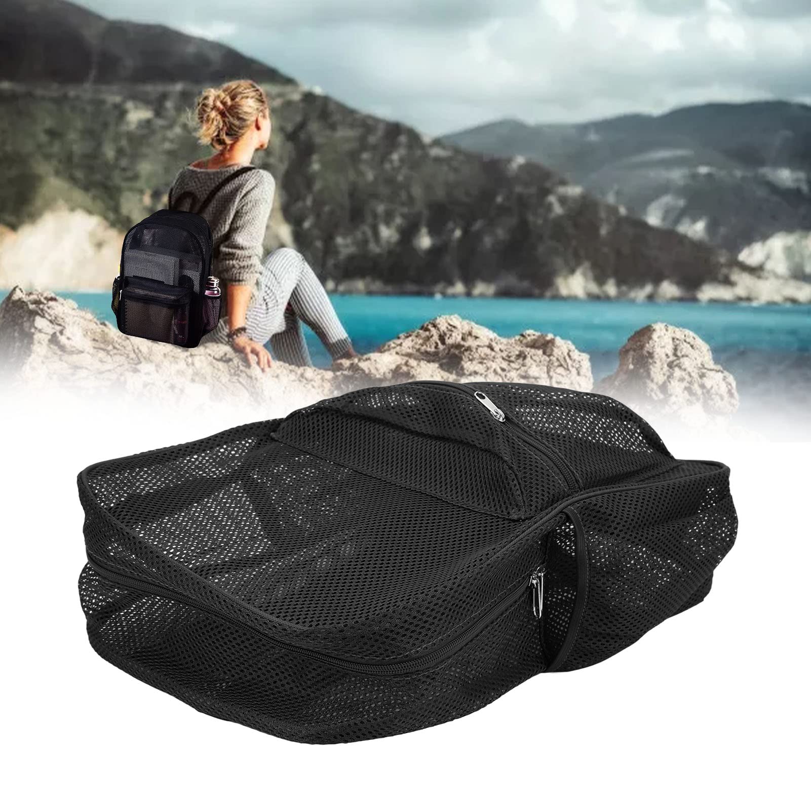 Sac à Dos en Maille Robuste, Léger, Grande Capacité, Lavable, Transparent, Sac à Dos pour la Natation, Les Sports de Plage