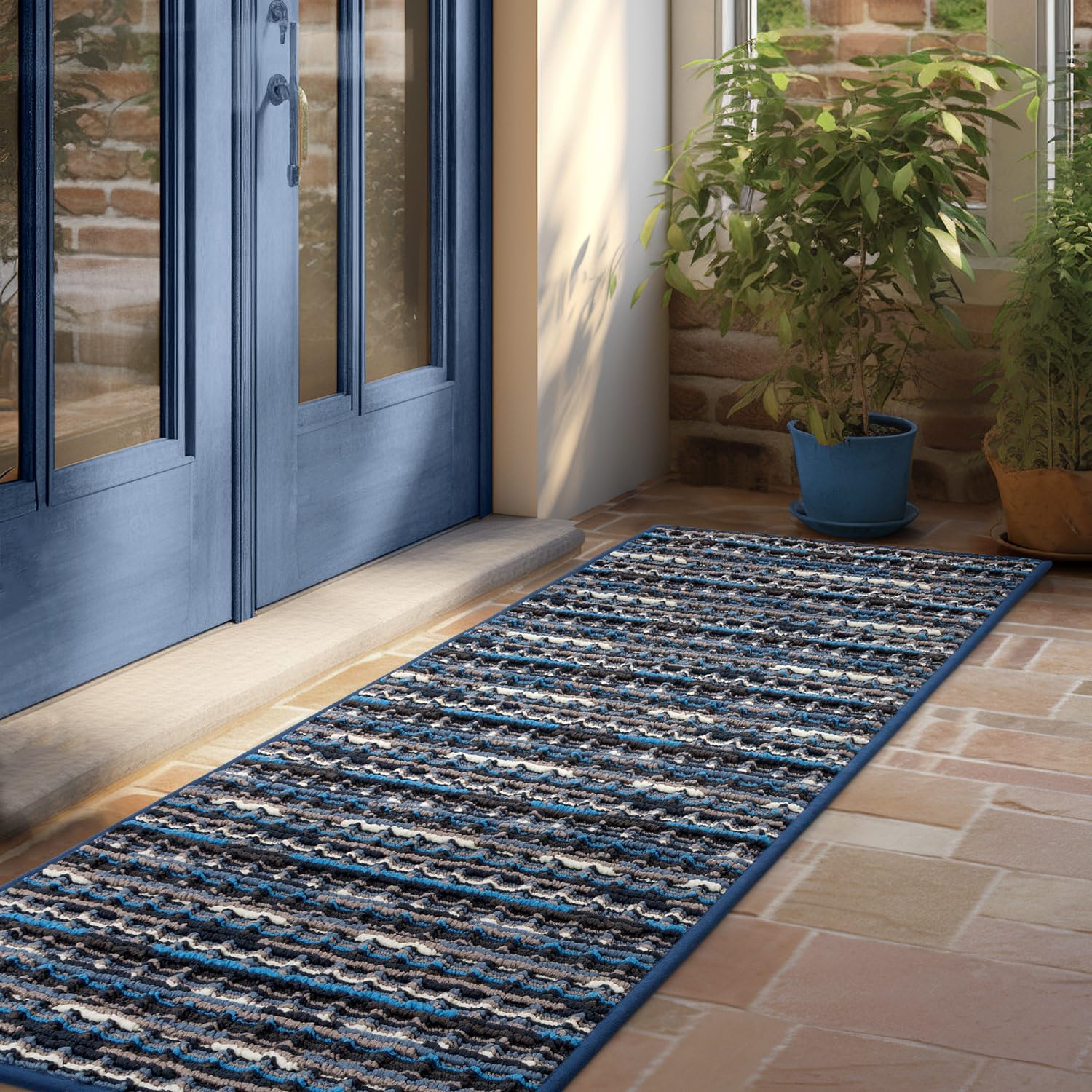 Biscpro Fußmatte Schmutzfangmatte Innen,rutschfeste Waschbar Fussmatte,Sauberlaufmatte Teppich Doormat für Eingangsbereich,Haustür,Patio,Flur,Garten,Porch-55x150cm