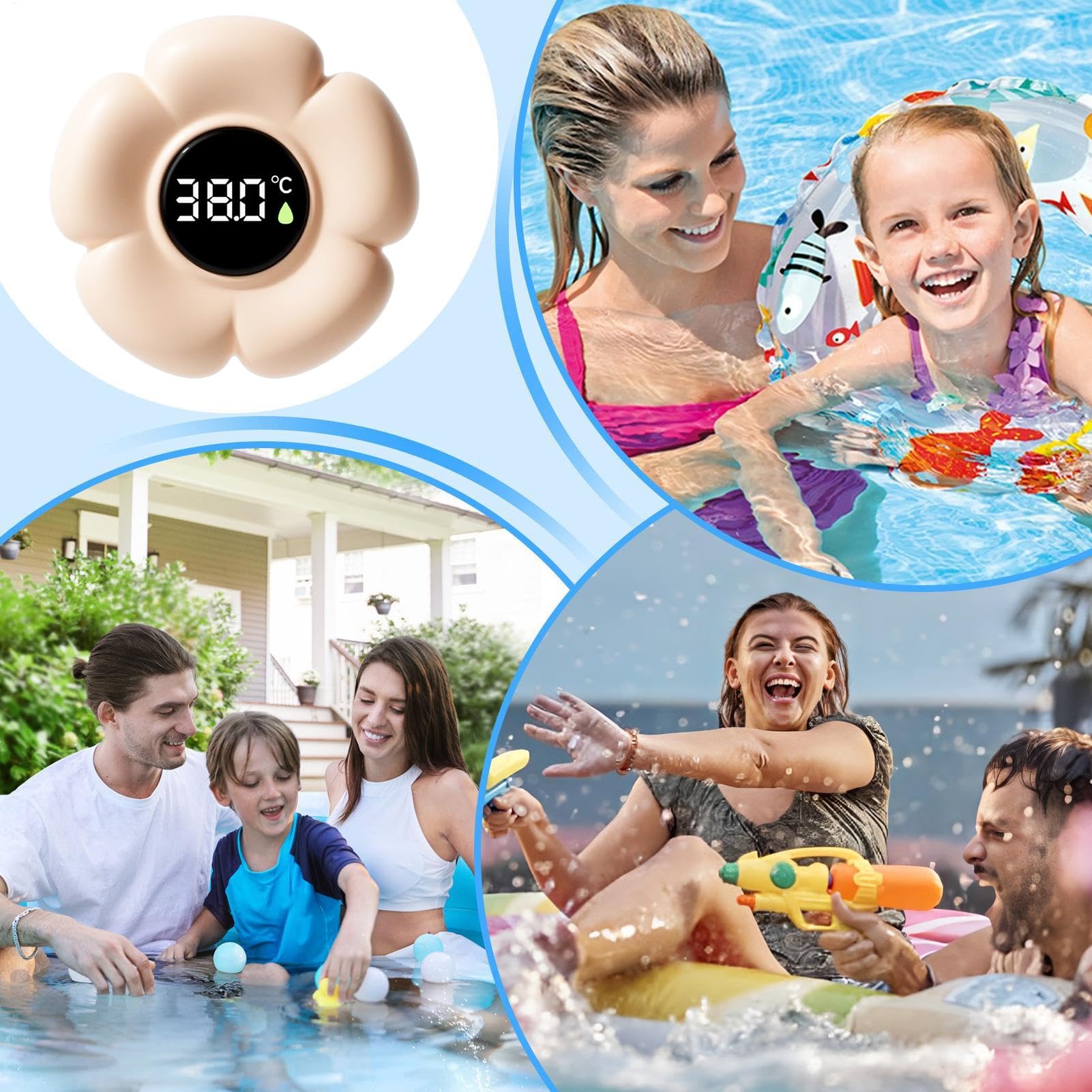 Termómetro Para Bañera,Juguete Flotante Digital | Termómetro Digital para Bañera Impermeable con Forma de Flor y Pantalla LED | Para Uso De Niños En El Hogar, Baño, Ducha Y Piscina — view 4