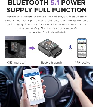 Car Diagnostic Tool,Car Accessories OBD2 Scanner Bluetooth,OBD II Wireless Diagnostic Code Reader Bluetooth Scan Tool,Automotive Code Readers and Scan Tools,Suitable for Most Cars,Trucks