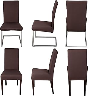 Staboos - Funda universal para silla de 96% algodón, fácil de limpiar y no necesita planchado, algodón, marrón, 4 unidades