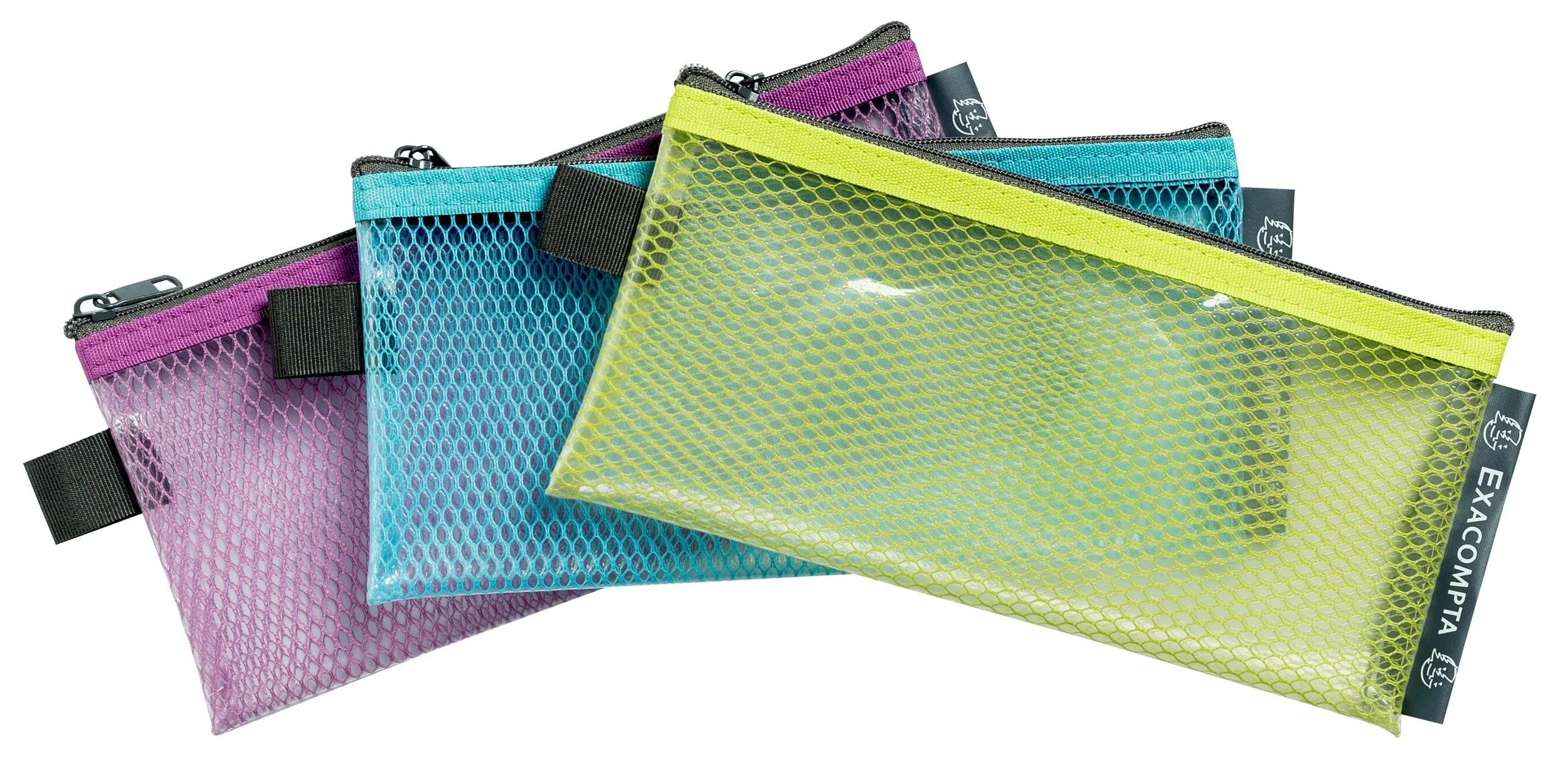 Exacompta - Ref. 38110E - Paquete de 3 bolsillos con cremallera EVA Pop'N Co – Tamaño: 10 x 21 cm – Tamaño clasificado 8 x 18 cm – Colores surtidos