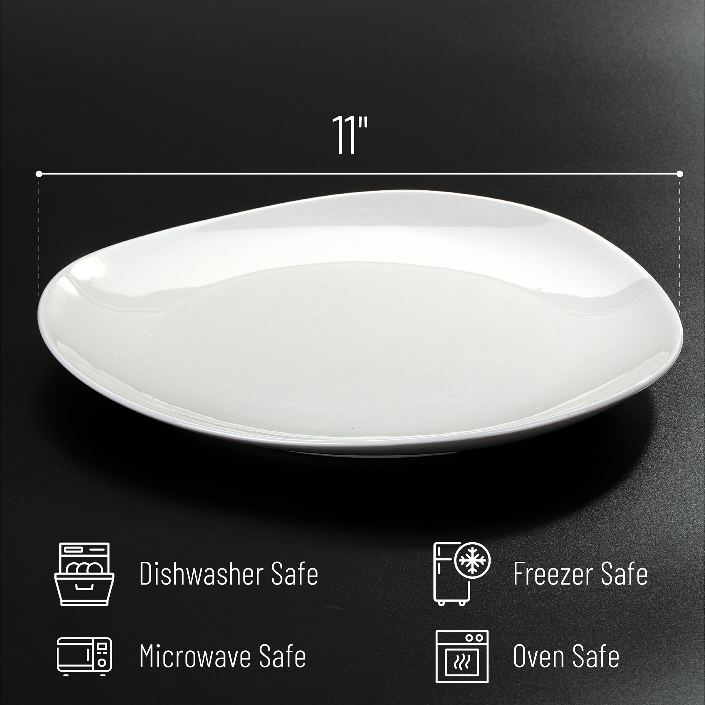 BTaT- Platos de porcelana blanca, juego de 6, 11 pulgadas, platos blancos, platos de porcelana para 6, juegos de platos de porcelana para 6, juego de platos blancos, platos blancos de cerámica, platos