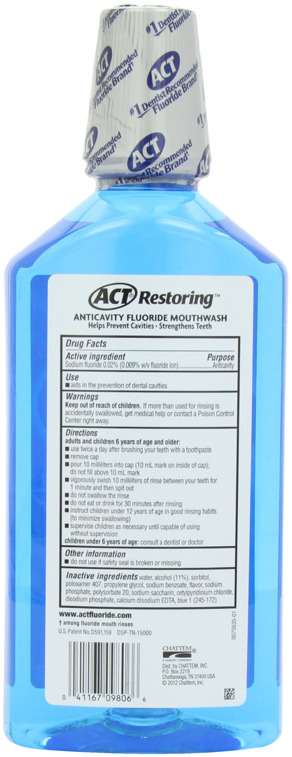 Buy ACT Anticavity Fluoride Mouthwash With Zero Alcohol, Mint Flavor, 18 fl  oz from Dollar General - Instore, image size:990x2560