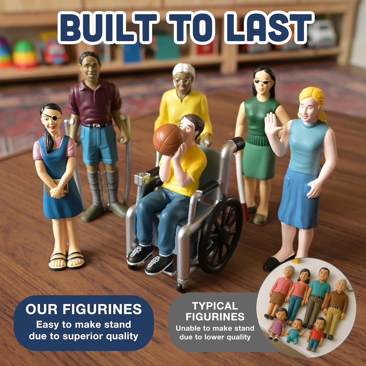 Creative Minds Marvel Education Diverse Abilities Toy Figure Set for Kids Ages 3+, Set of 6 Inclusive Toy Figurines with Wheelchairs, Canes, and More, Multicolor