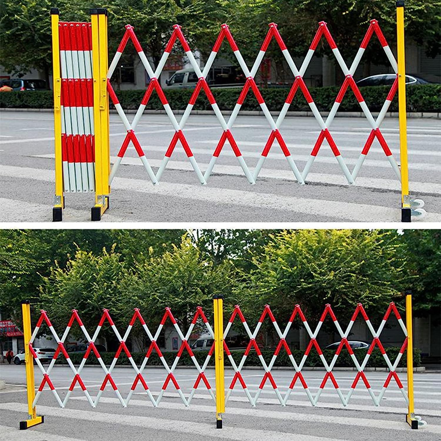 Tragbare, einziehbare Verkehrsbarrieren – 4 m Faltbarer Metallzaun mit Seilzügen, temporäre Absperrgitter für Veranstaltungen, Außensicherheit und Baustellen