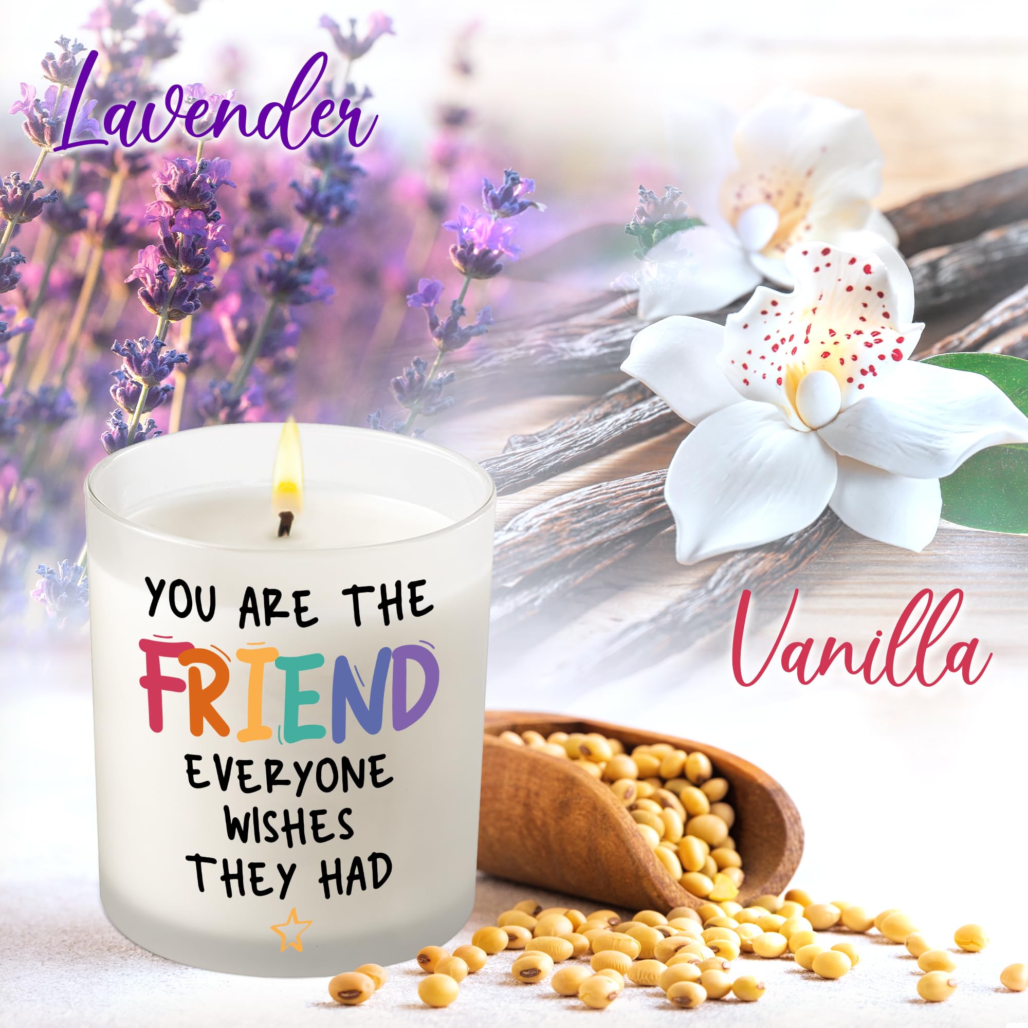 ARVEXO Friend Gifts for Women - Christmas, Birthday Gifts for Friends, BFF, Soul Sister, Friendship Gifts for Female Friends, Work Bestie Gifts for Women - Vanilla Lavender Scented Candle 10oz