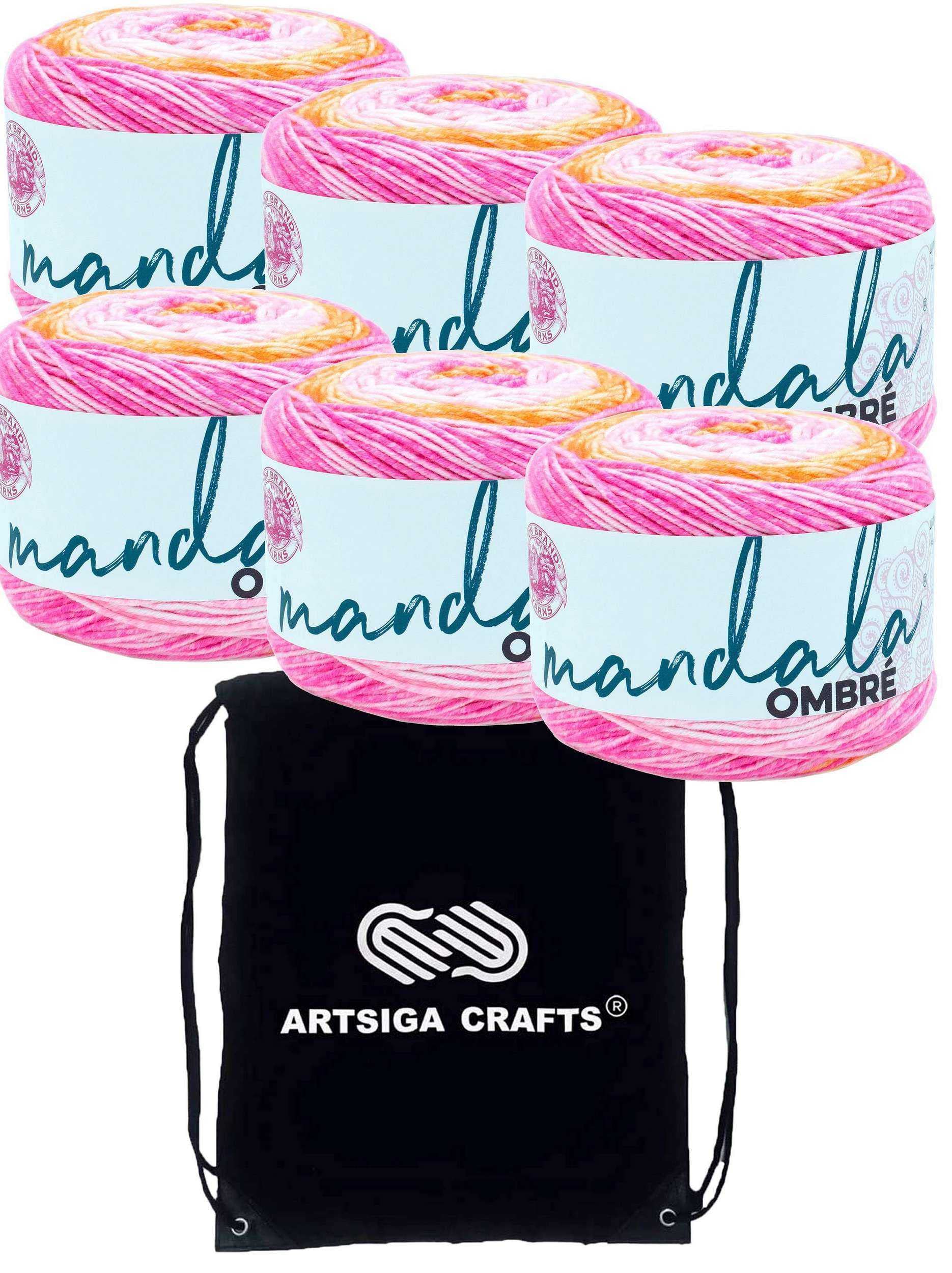 Fil Mandala Ombre Serene peigné n°4 anti-nœud avec son sac de rangement pour tricot