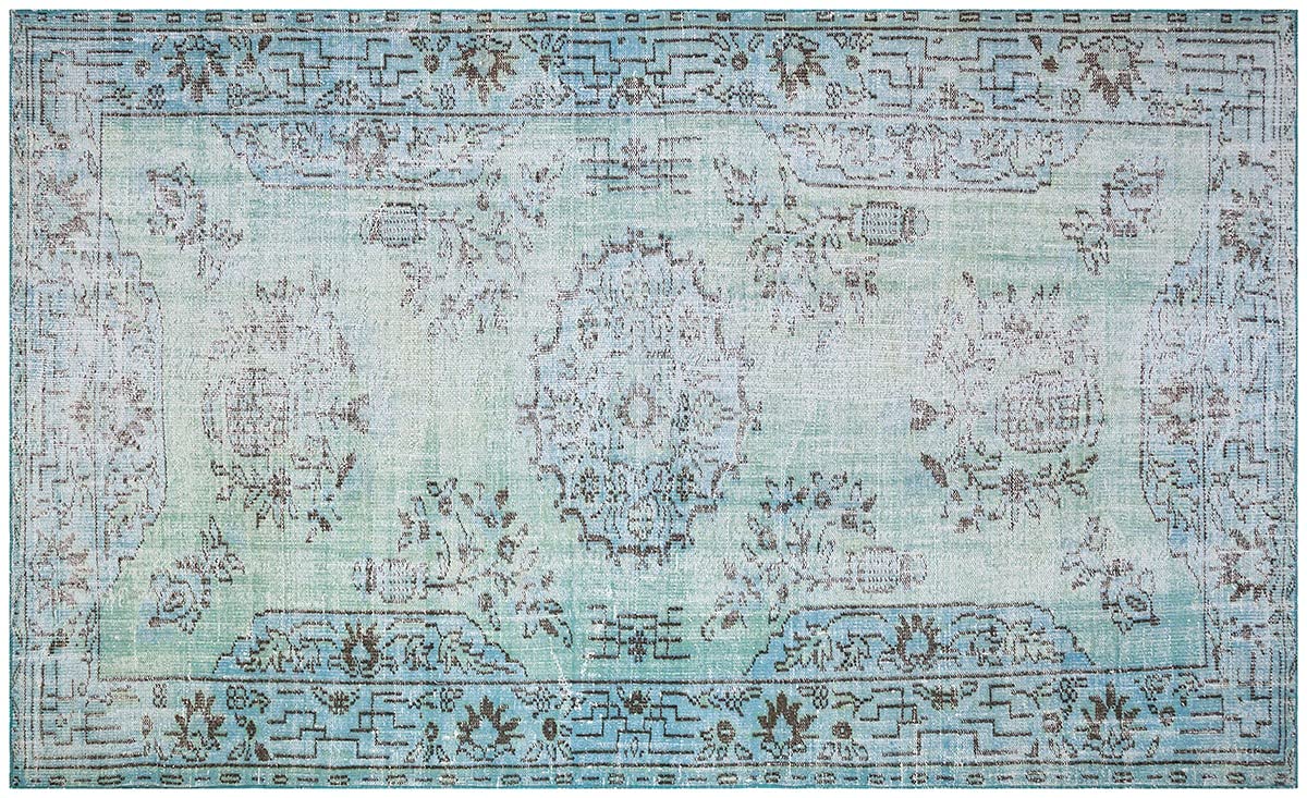 Tapis vintage turc chargé d'histoire ALLMODE bleu 160x265 cm