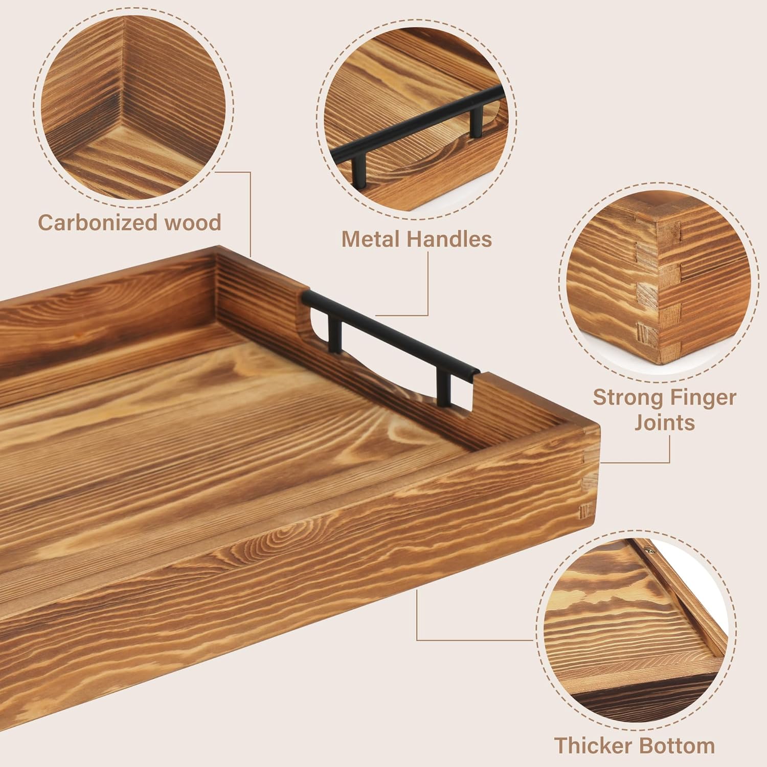 LotFancy ottoman tray styled on coffee table as centerpiece