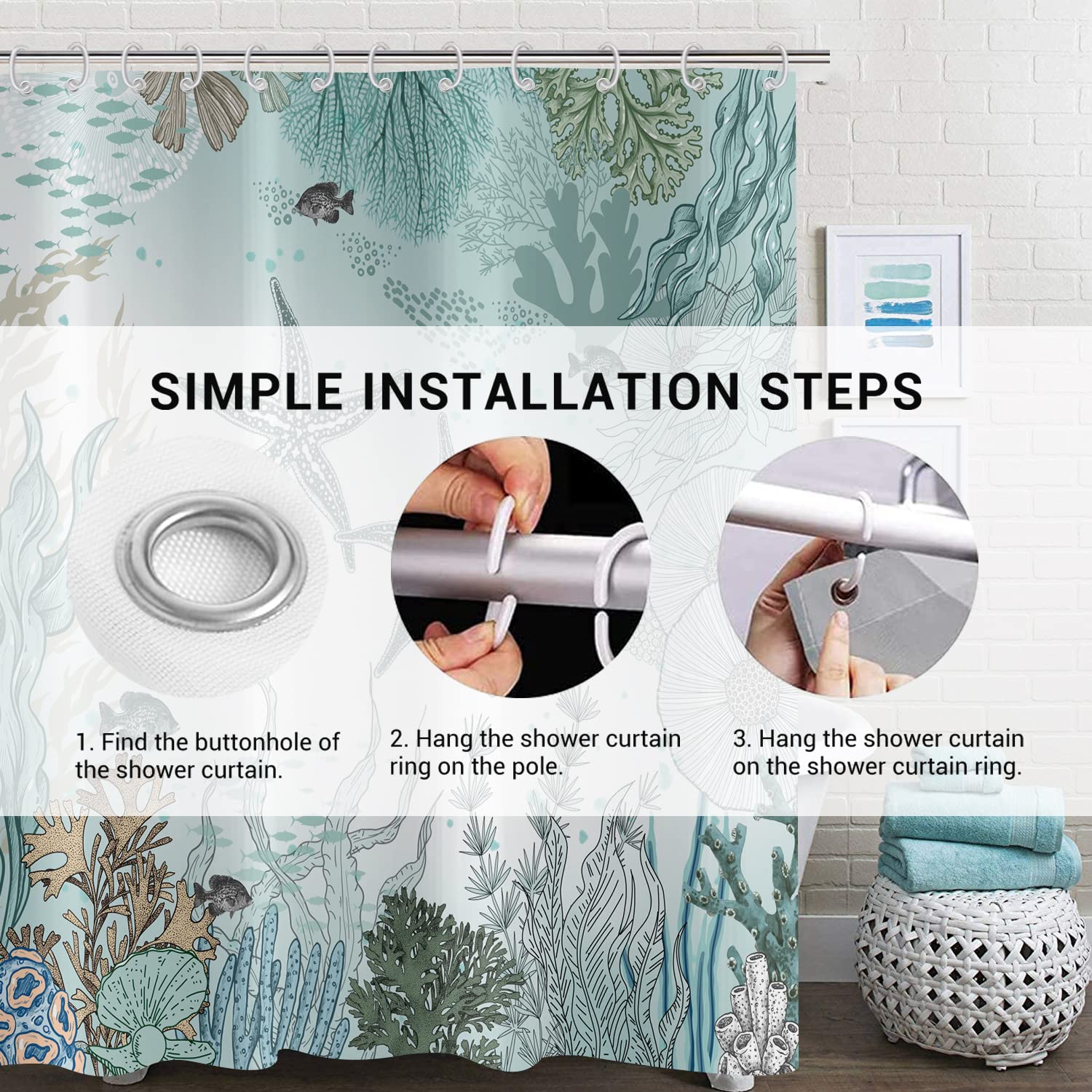 Tenda Doccia Fiori Colorati - 180x200 Cm, Impermeabile E Lavabile - Con 12 Anelli Inclusi