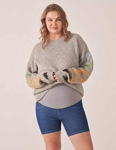 Miniatura 2 de POSHDIVAH Pantalones cortos de mezclilla de maternidad para mujer, elásticos, cómodos, suaves, con bolsillos