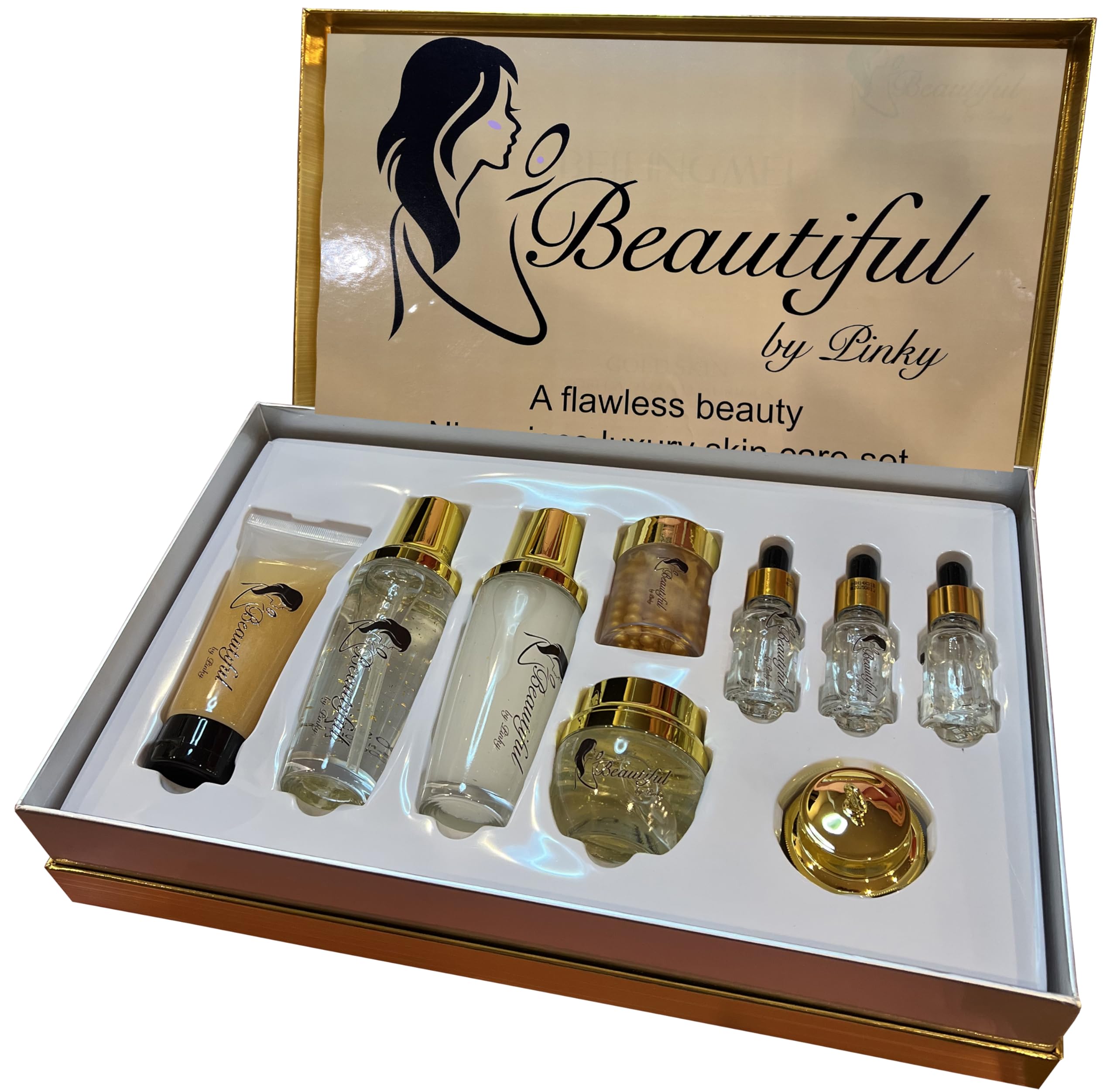 Beautiful By Pinky Skin Care Set, Luxurious 9-Piece Facial & Body Lotion Set for Flawless Beauty