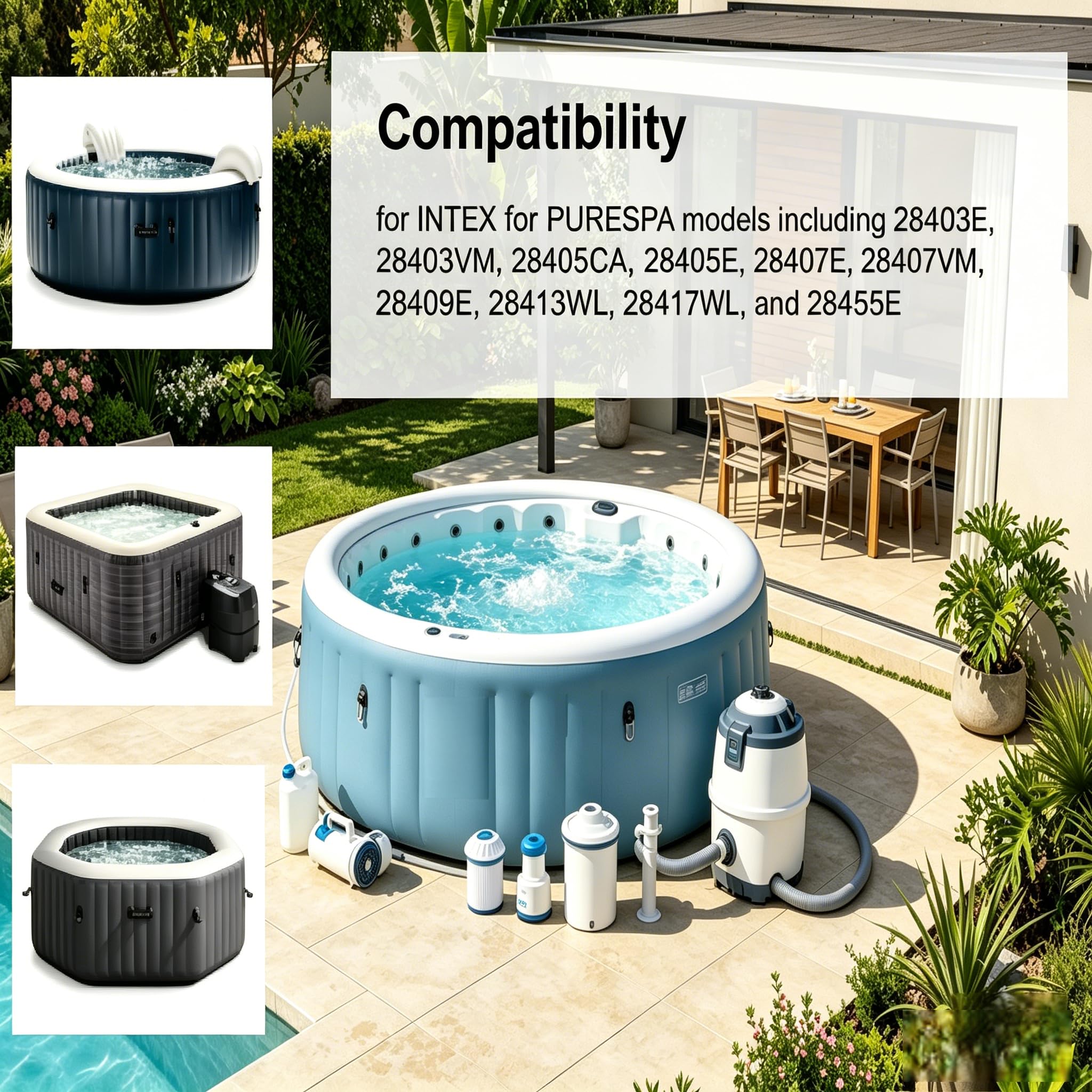 PURESPA Kit d'adaptateur tuyau gonflage spa Intex 28403E 28403VM 28405CA 28405E 28407E 28407VM