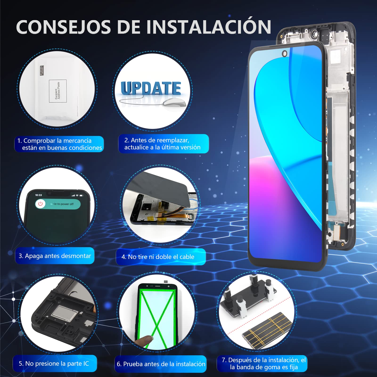 RongZy para Xiaomi Redmi Note 11/2201117TG/2201117TI/2201117TY/2201117TL LCD+Pantalla Táctil Digitalizador Asamblea Reemplazo +Reparación Herramientas(Negro)