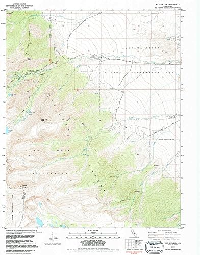 Mt Langley CA mapa topo, escala 124000, 7.5 x 7.5 minutos, histórico, 1993, actualizado 1994, 26.8 x 22 in