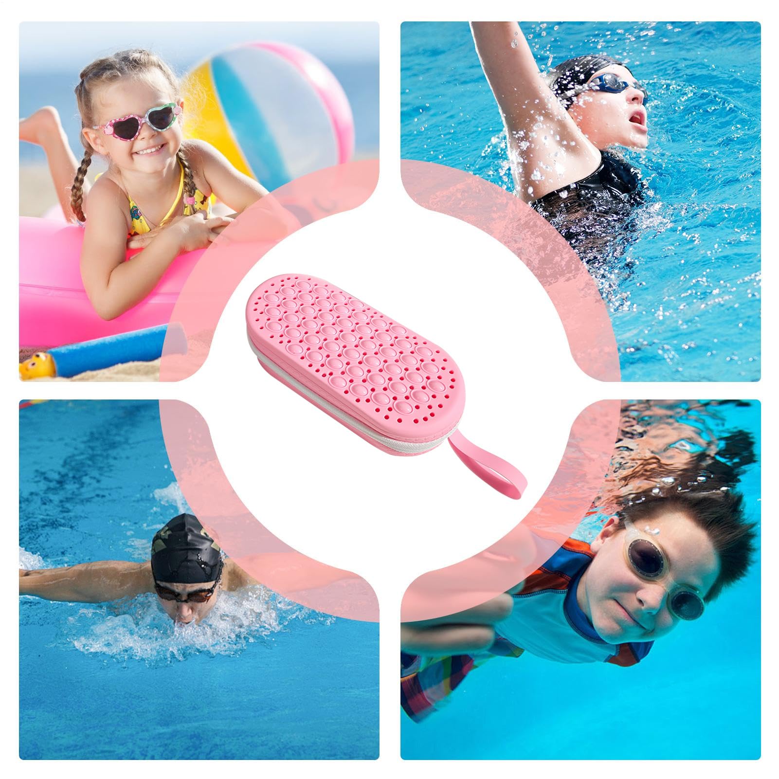 Estuche para gafas de natación, organizador de gafas de buceo, con gran espacio de almacenamiento, estuche de silicona para gafas de natación, almacenamiento portátil para adultos y